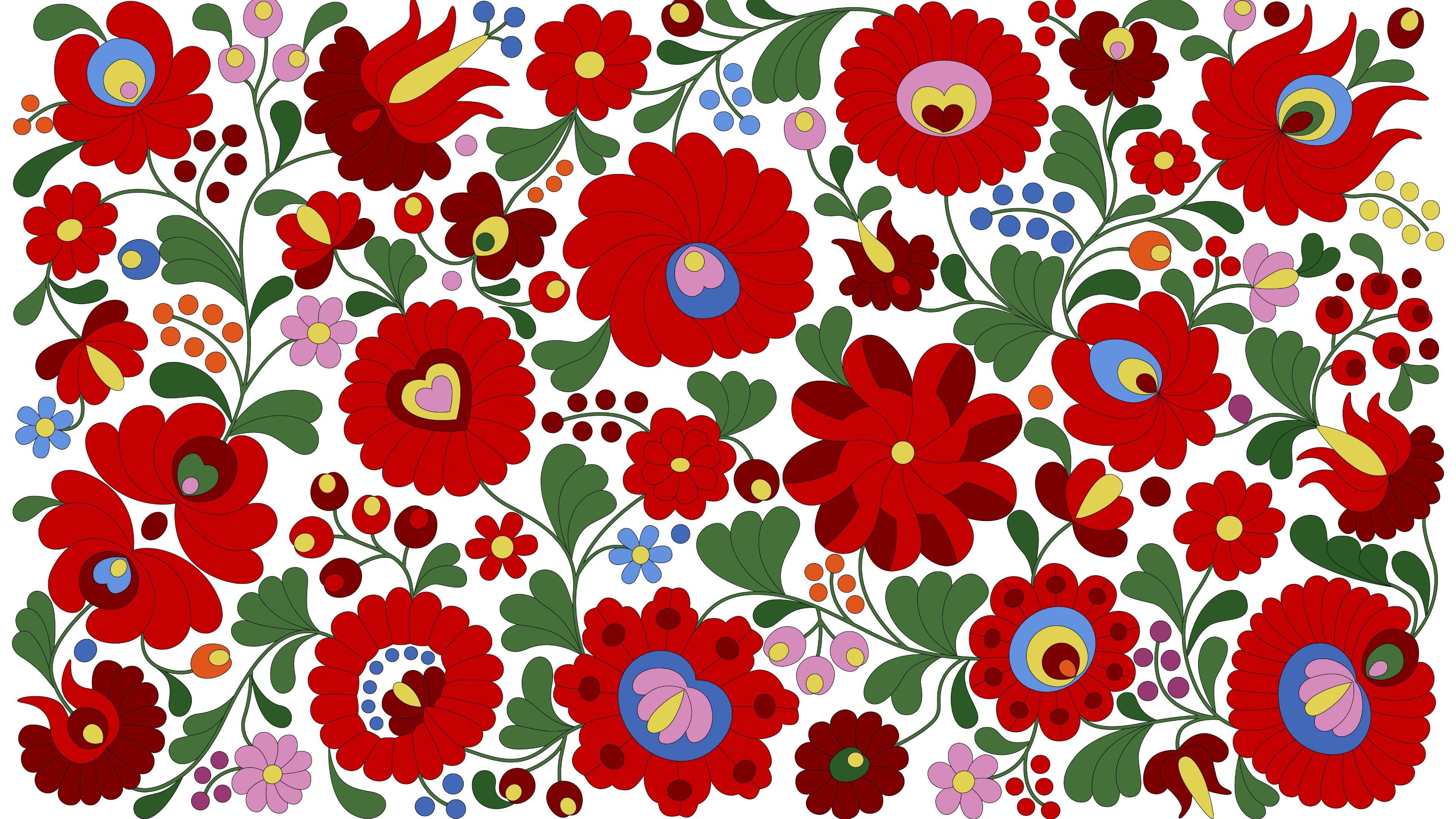 beauty in nature, matyo pattern, flower head, art and craft, no people, folk, close-up, inflorescence, ornamental, flower, freshness, full frame, red, stylish, HD Wallpaper