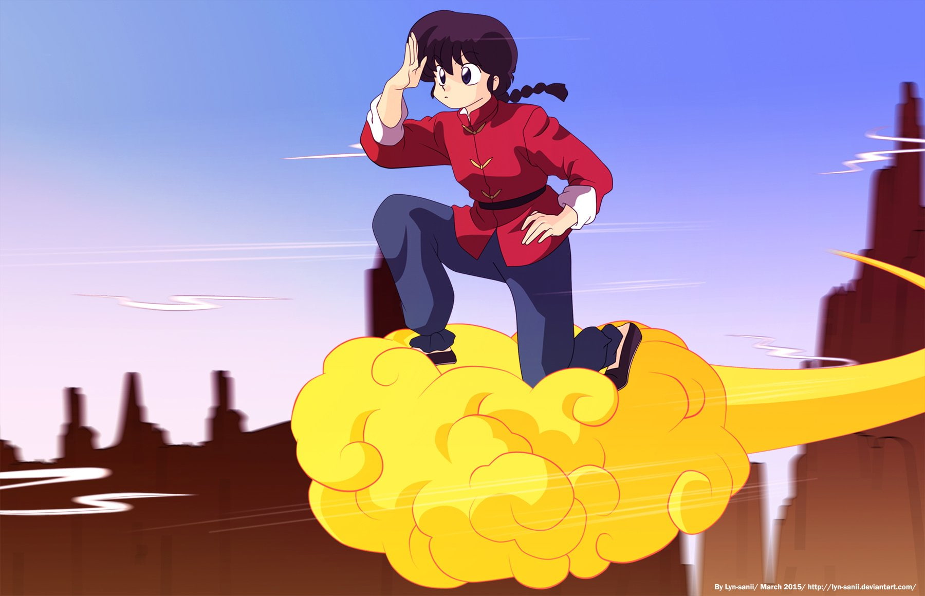 Anime, Crossover, Ranma ½, Ranma Saotome, Dragon Ball, Flying Nimbus, 720P, HD Wallpaper