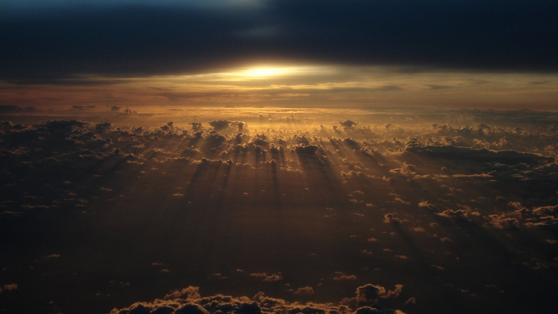 scenics - nature, majestic, outdoors, 1080P, dramatic sky, environment, non-urban scene, aerial view, tranquility, landscape, cloud - sky, sunlight, sun, HD Wallpaper
