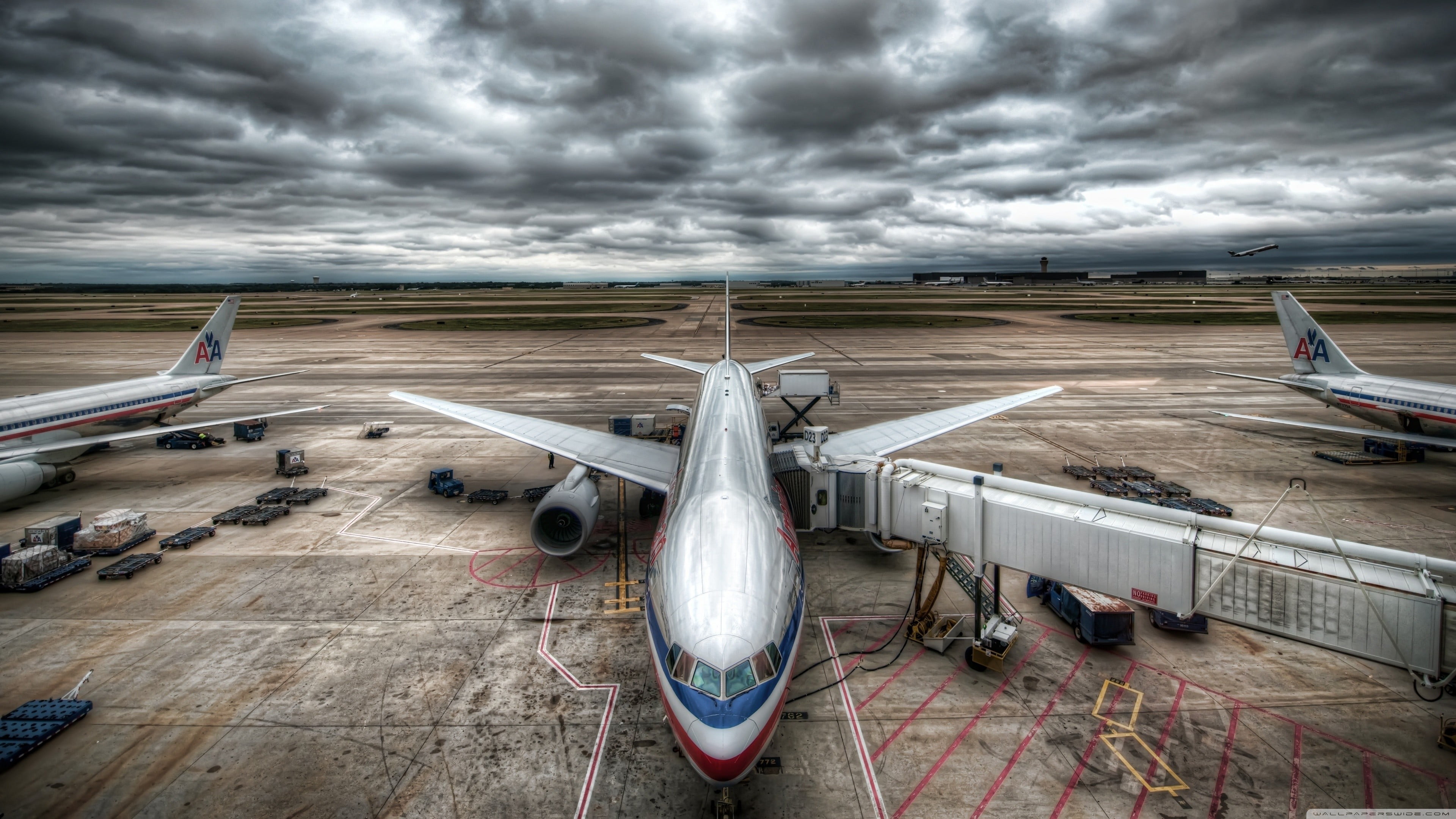 runway, commercial airplane, nature, sky, aerospace industry, storm cloud, overcast, photo, airport runway, airport, white, private airplane, environment, HD Wallpaper