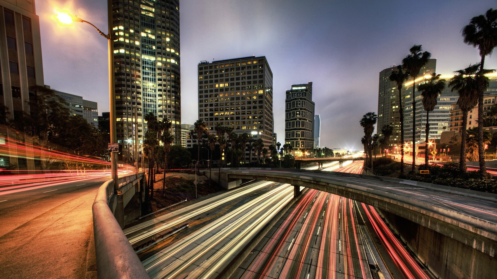 angeles, buildings, cityscape, la, way, hdr, 1080P, freeway, skyscrapers, timelapse, los, hd, HD Wallpaper