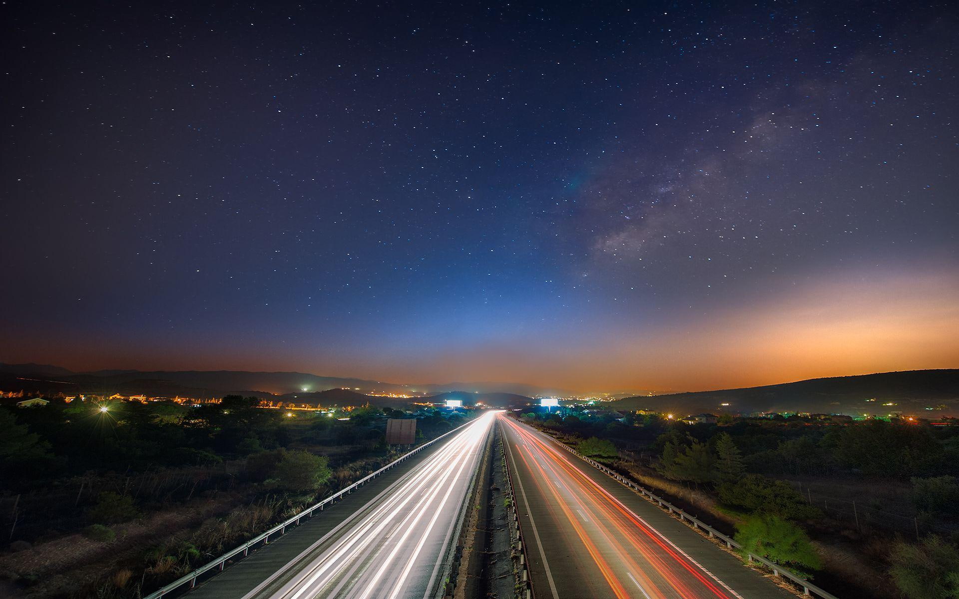 star, way, night, timelapse, vehicles, time, road, photo, lapse, 1080P, 1920x1200, photography, freeway, HD Wallpaper