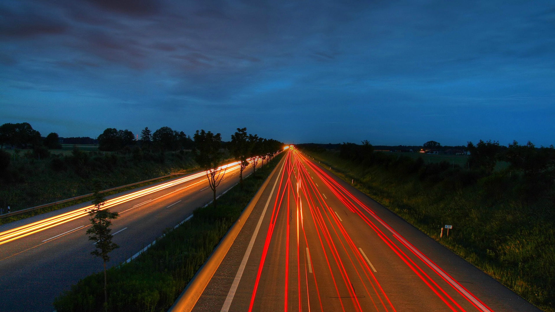 city, long exposure, illuminated, travel, tree, sunset, fast, route, urban, no people, drive, car, auto, highway, network, road, scenery, system, driving, HD Wallpaper