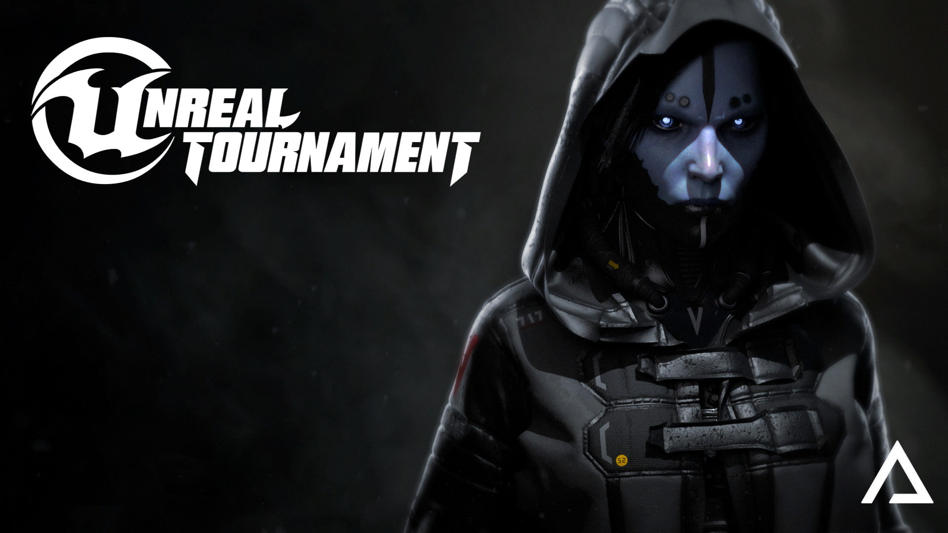 indoors, black background, black color, front view, weapon, Unreal Tournament 4, hood, 1080P, communication, mask, clothing, disguise, portrait, western script, HD Wallpaper
