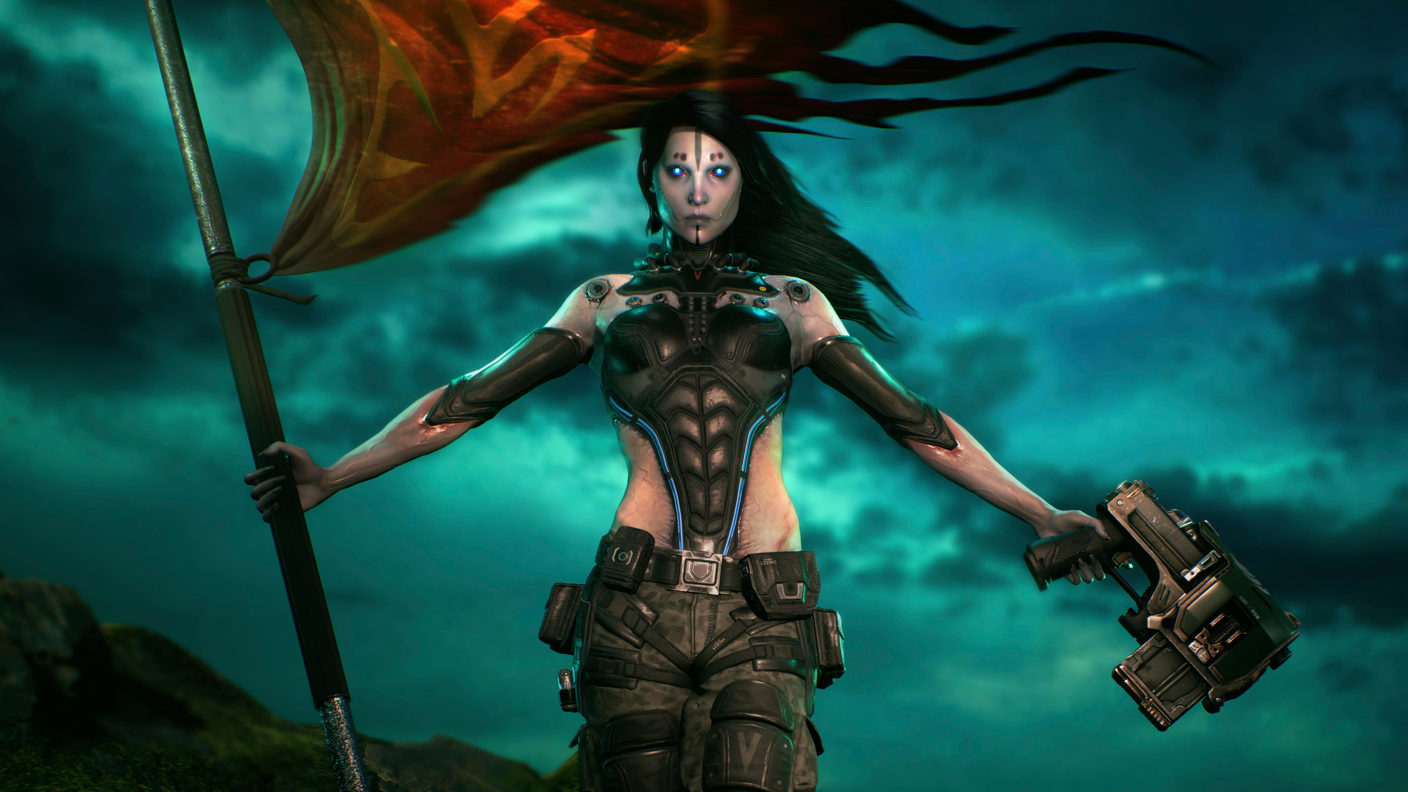 three quarter length, clothing, Unreal Tournament, fantasy, young adult, green color, human body part, hairstyle, technology, adult, women, one person, HD Wallpaper