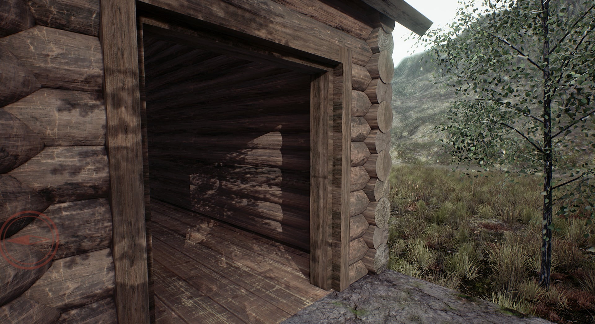 log cabin, CGI, architecture, land, no people, tree, wood - material, building, old, building exterior, outdoors, door, house, day, hut, 1080P, entrance, HD Wallpaper