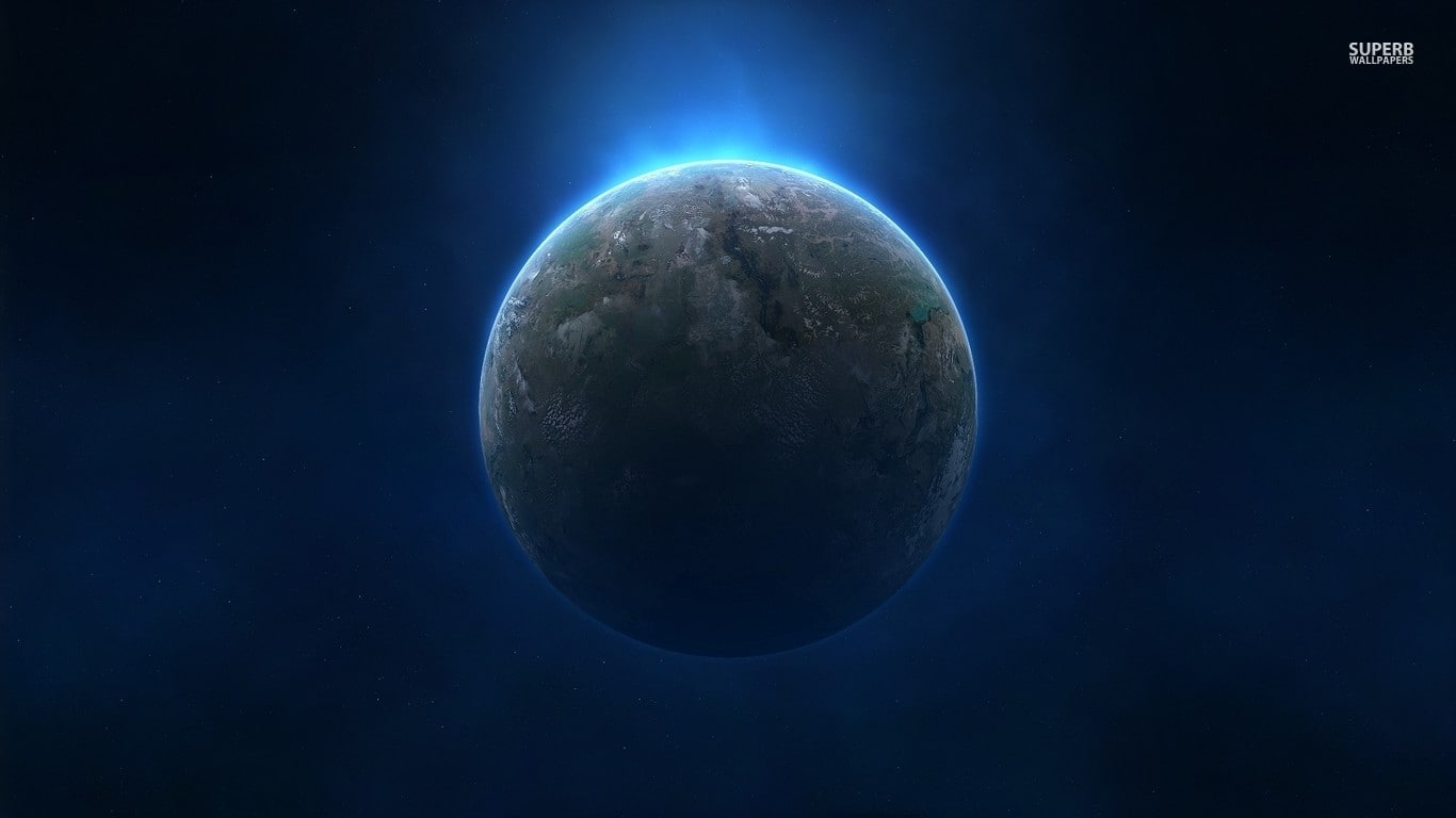 blue, dark blue, sphere, satellite view, moon surface, 720P, backgrounds, lens flare, sky, astronomy, planet - space, copy space, nature, outdoors, UnREAL, HD Wallpaper