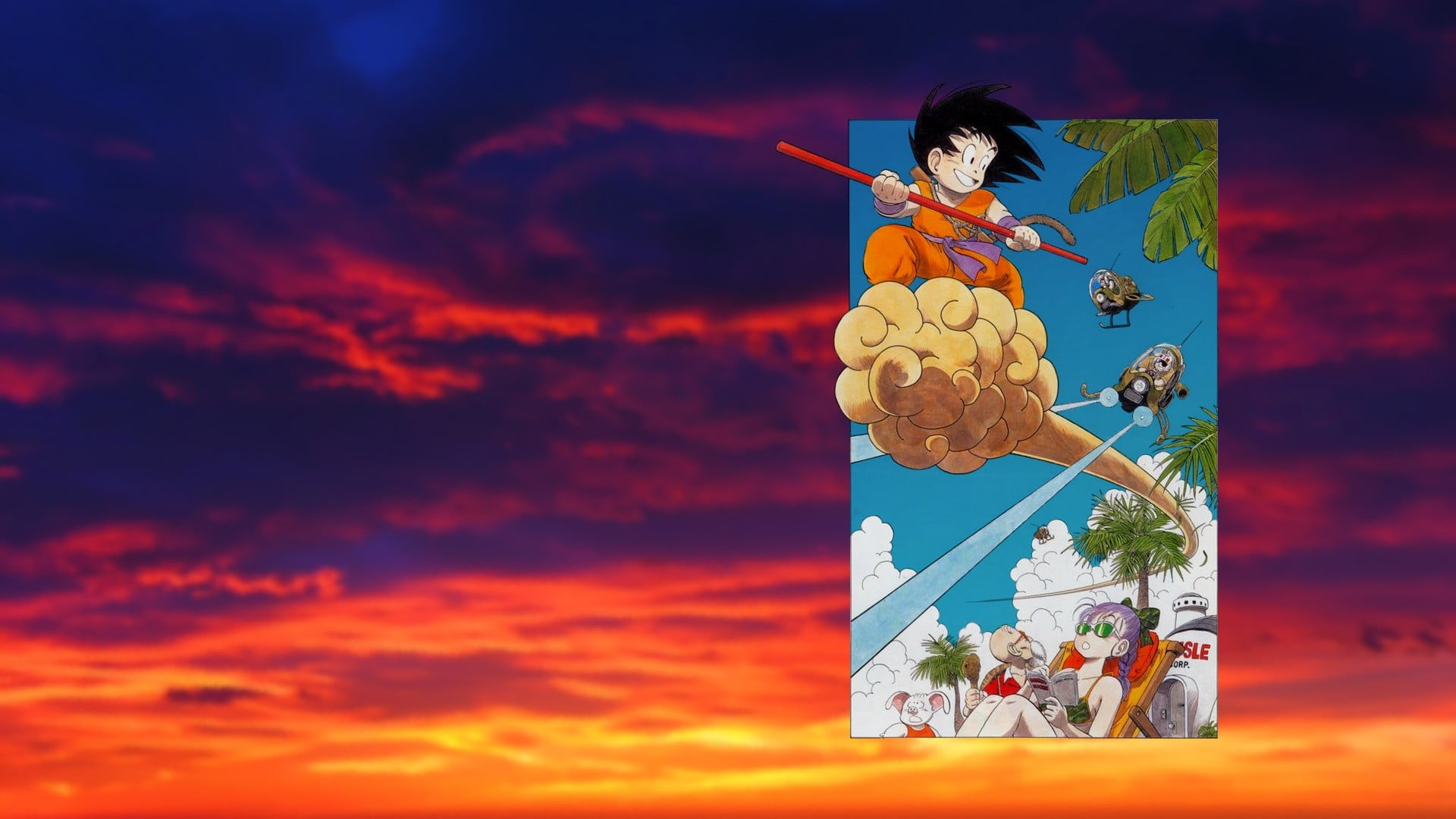Dragon Ball Z, summer, architecture, sunset, women, adult, Son Goku, dramatic sky, outdoors, creativity, beauty in nature, nature, activity, art and craft, HD Wallpaper