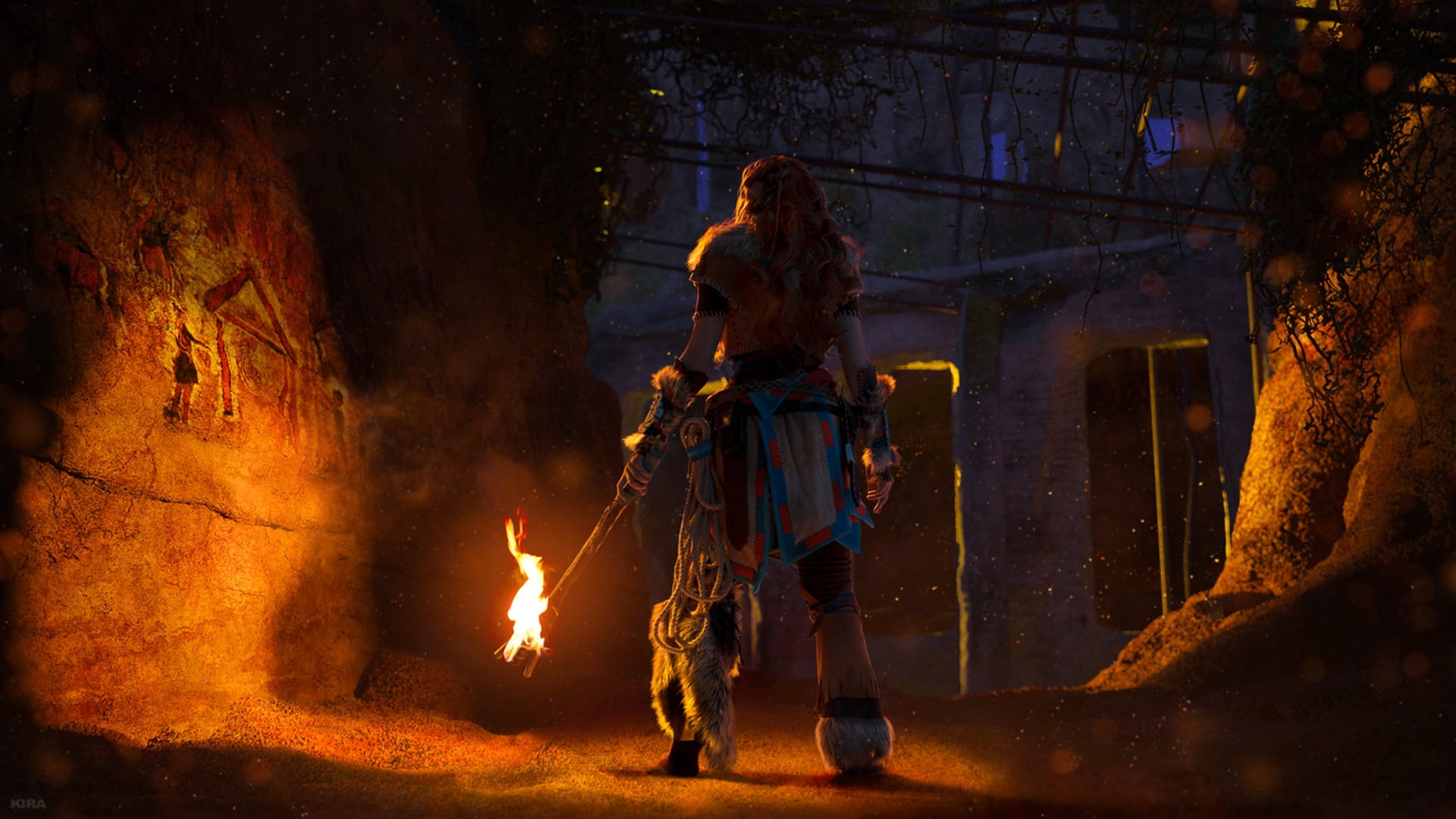 flame, Horizon: Zero Dawn, young adult, fire - natural phenomenon, clothing, night, horizon zero dawn, outdoors, beautiful woman, one person, nature, fire, HD Wallpaper