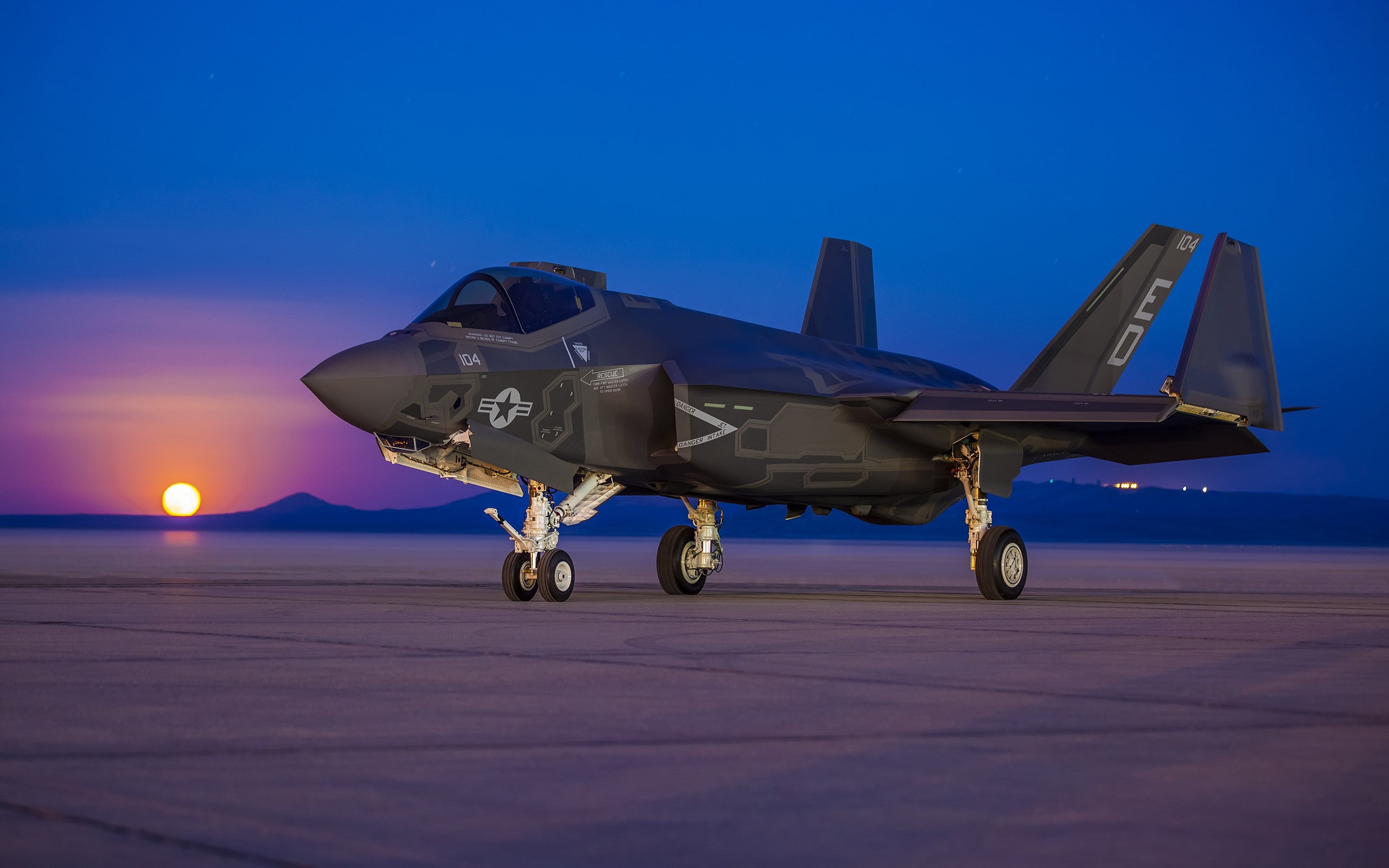 Military Aircraft, sunset, Jet Fighter, 2K, Lockheed Martin F, 35 Lightning II, US Air Force, aircraft, HD Wallpaper