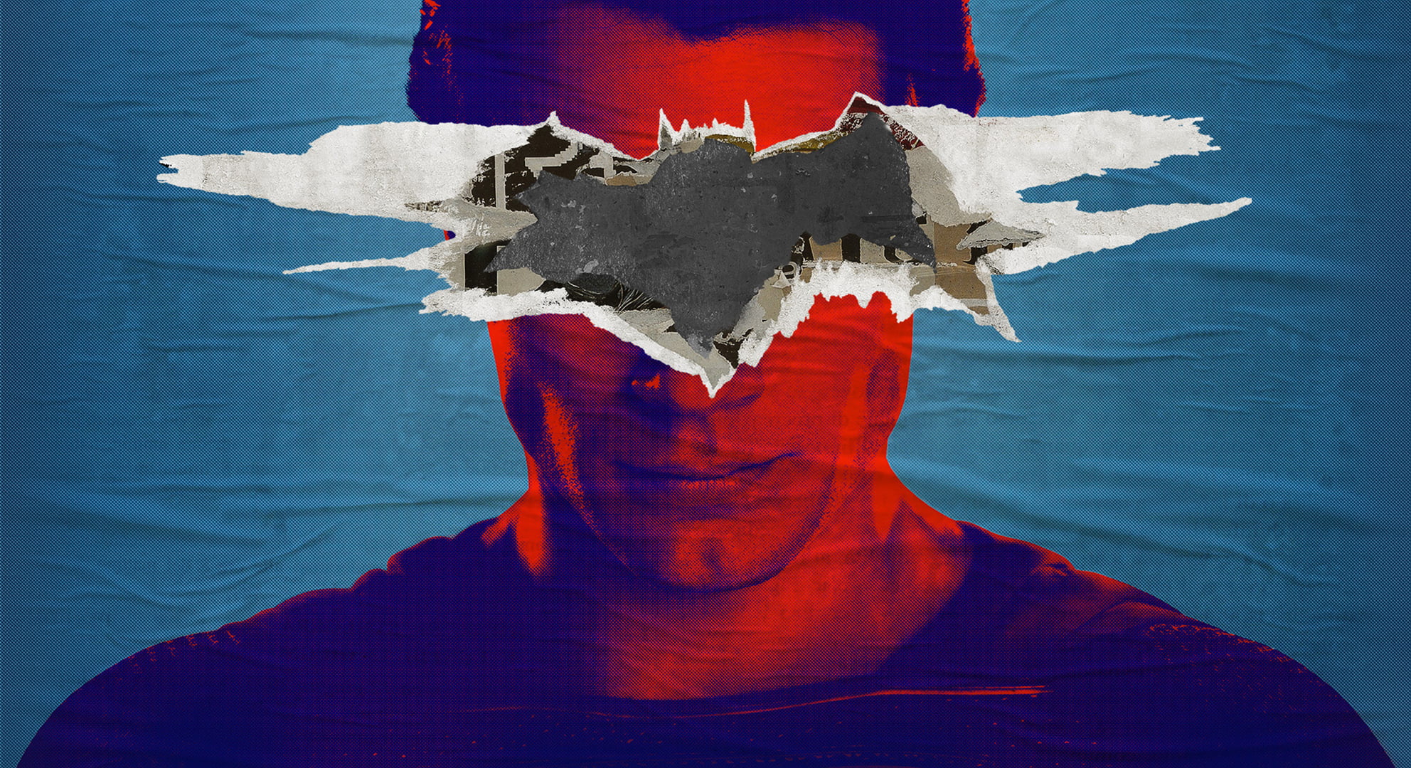 blue, abstract, casual clothing, 1080P, portrait, Batman v Superman: Dawn Of Justice, Henry  Cavill, creativity, clark kent, paint, red, reflection, damaged, HD Wallpaper