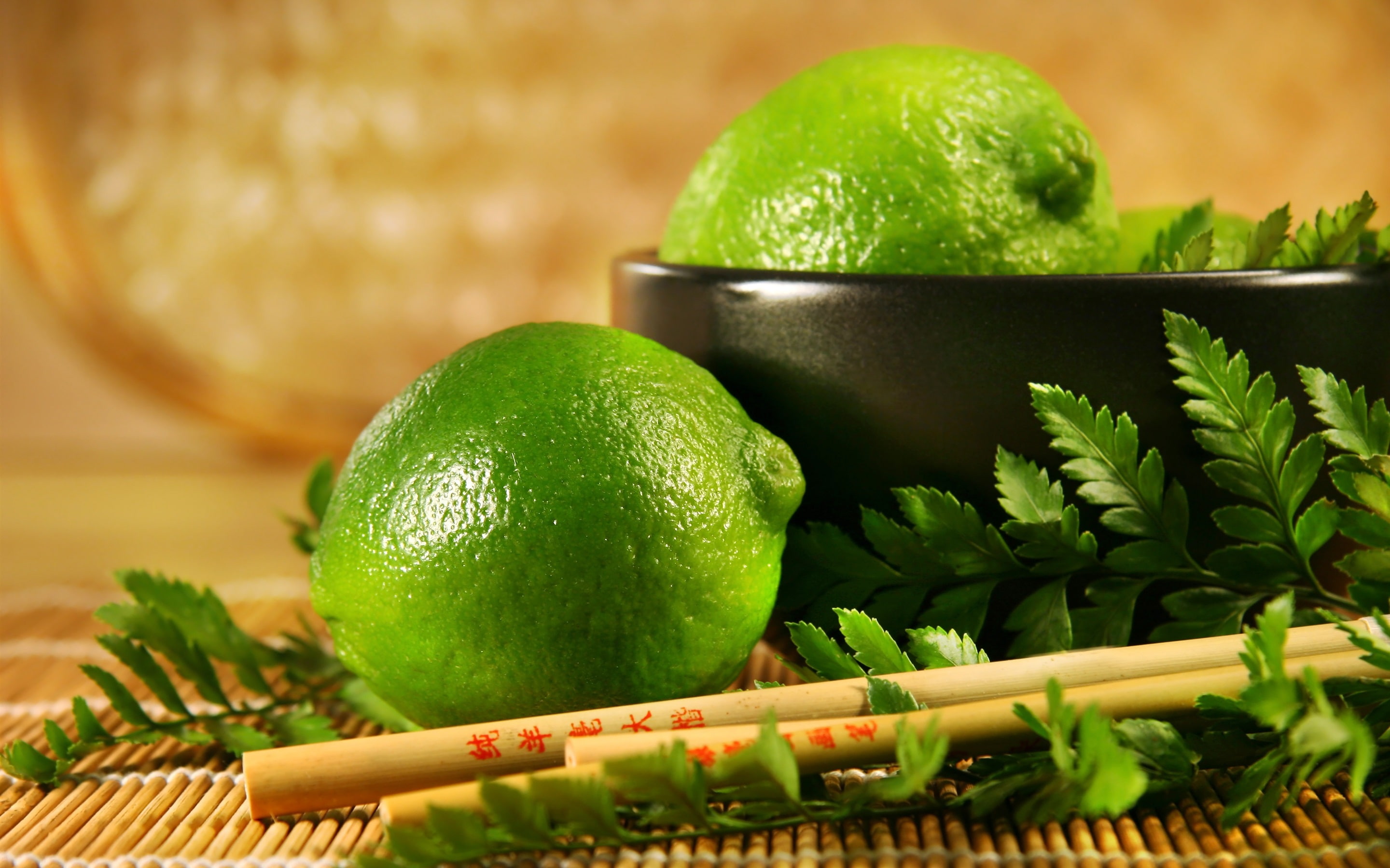 2K, Green, Fresh, Leaves, Lime, Lemon, Fruit, HD Wallpaper