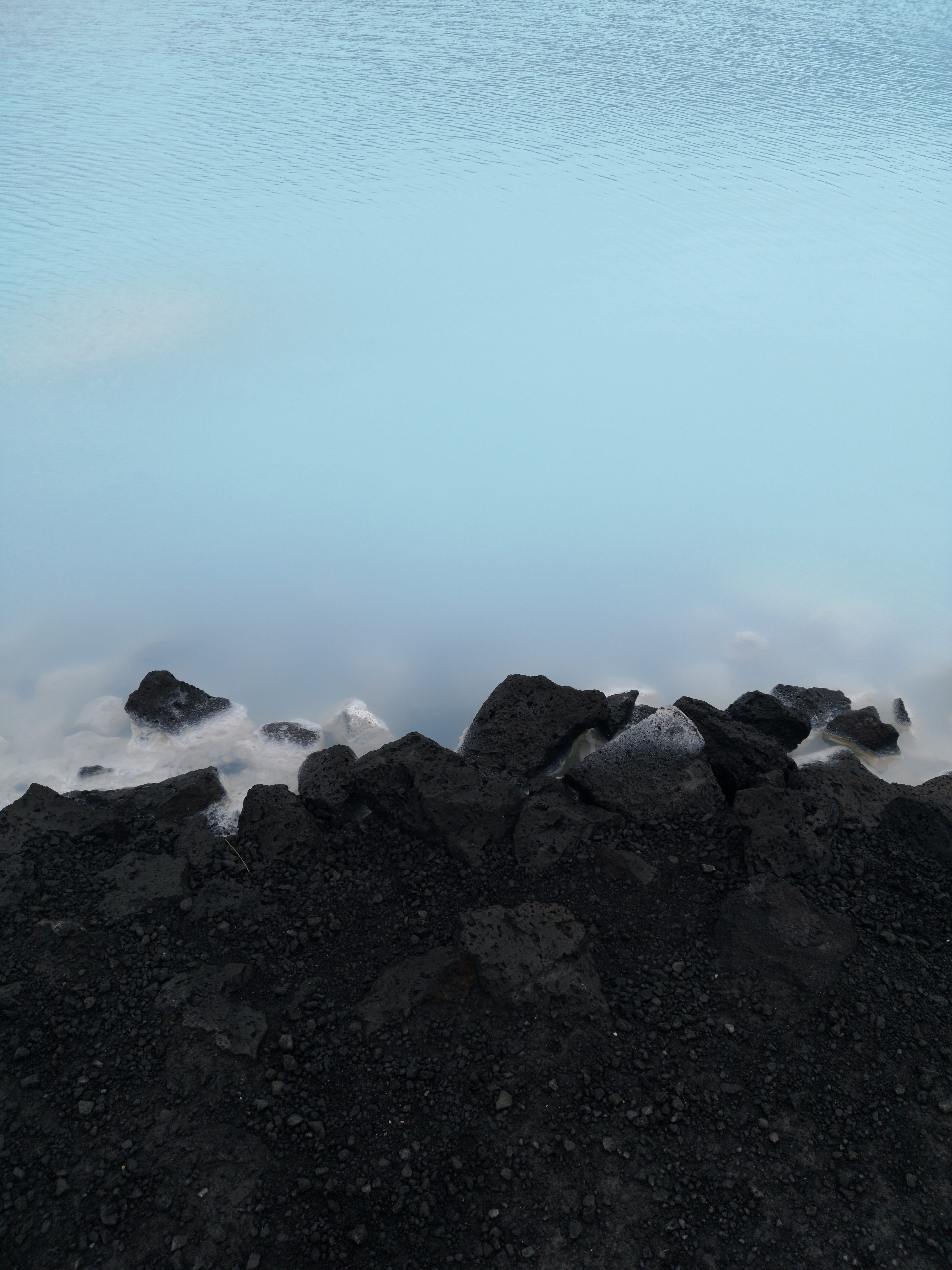lagun, day, scenics - nature, water, idyllic, coal, background, pebble, weather, power in nature, non-urban scene, fog, river, sea, blue, road, travel, Phone HD Wallpaper