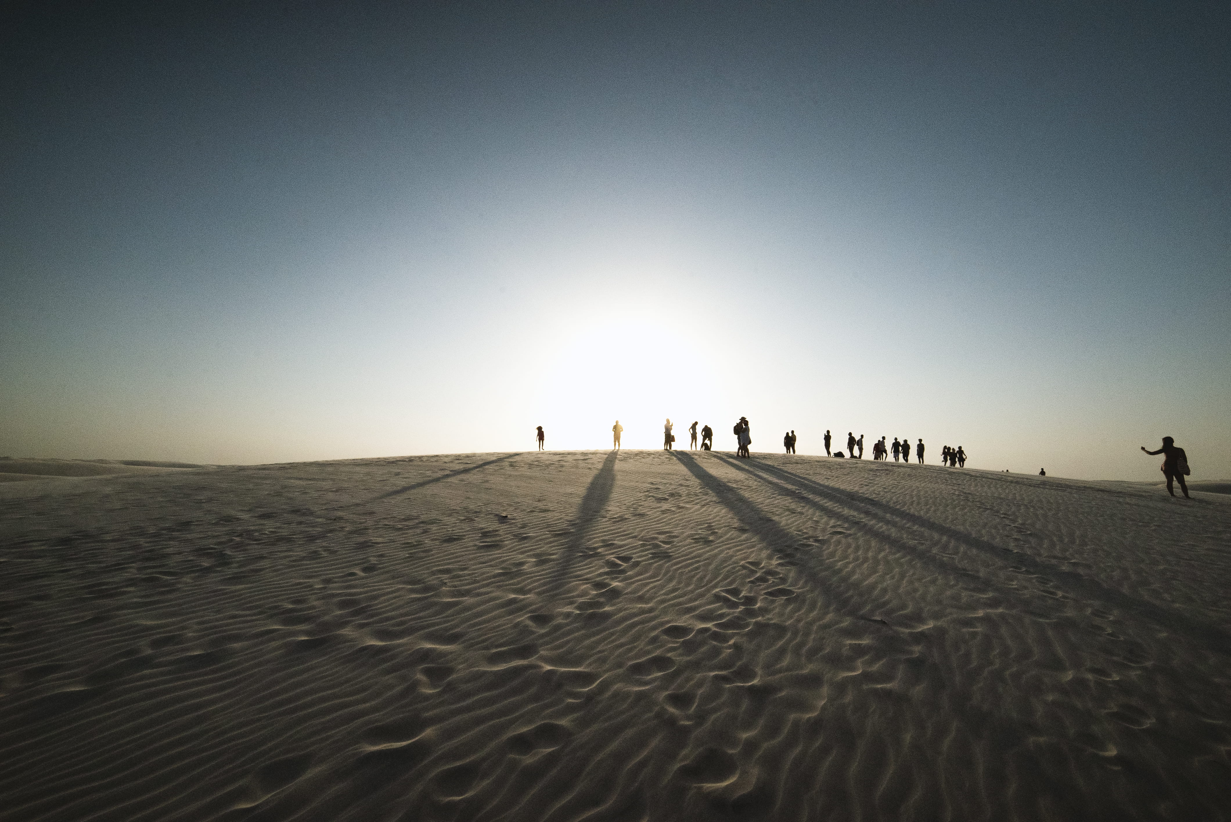 beach, human, group of people, water, sand dune, copy space, scenics - nature, nature, holiday, horizon, lencois maranheses, tranquility, landscape, people, HD Wallpaper