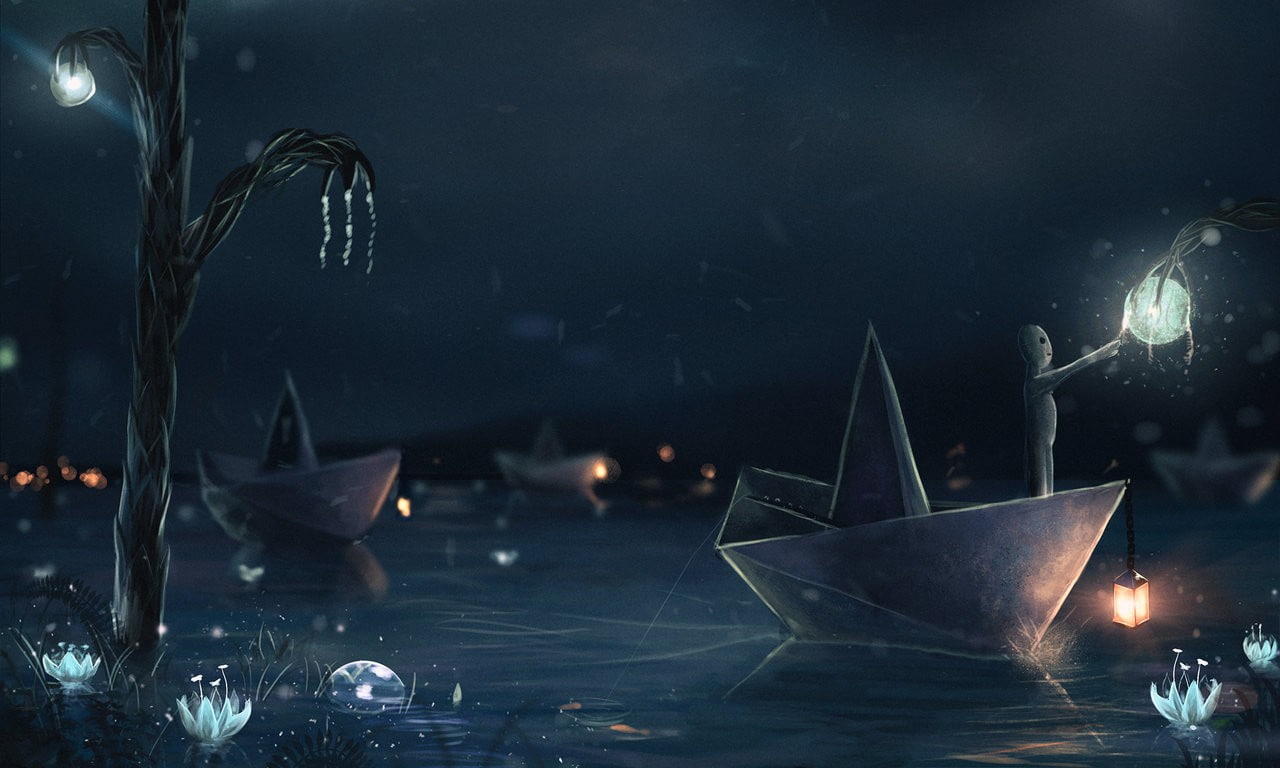 lantern, Sylar, paper boats, fishing rod, 720P, HD Wallpaper