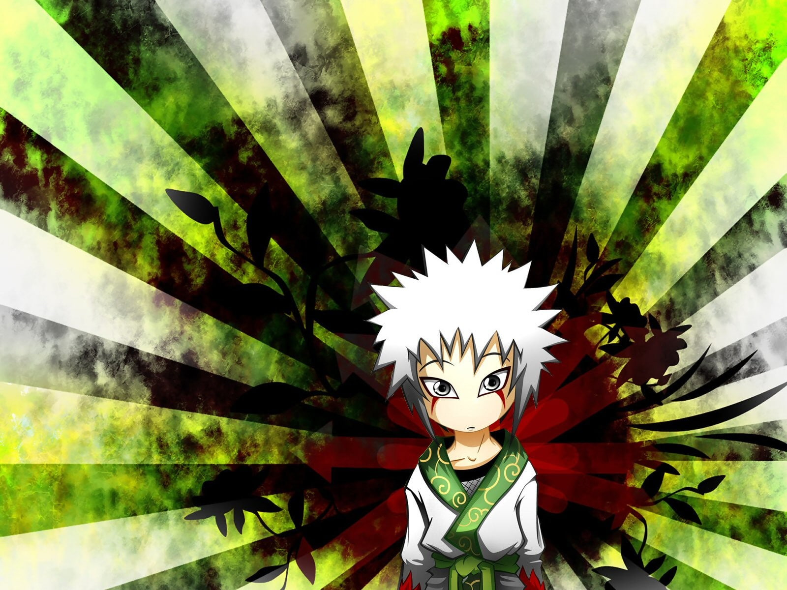 male likeness, striped, plant, green color, wall - building feature, indoors, no people, art and craft, Jiraiya, Naruto Shippuuden, 720P, portrait, sculpture, HD Wallpaper