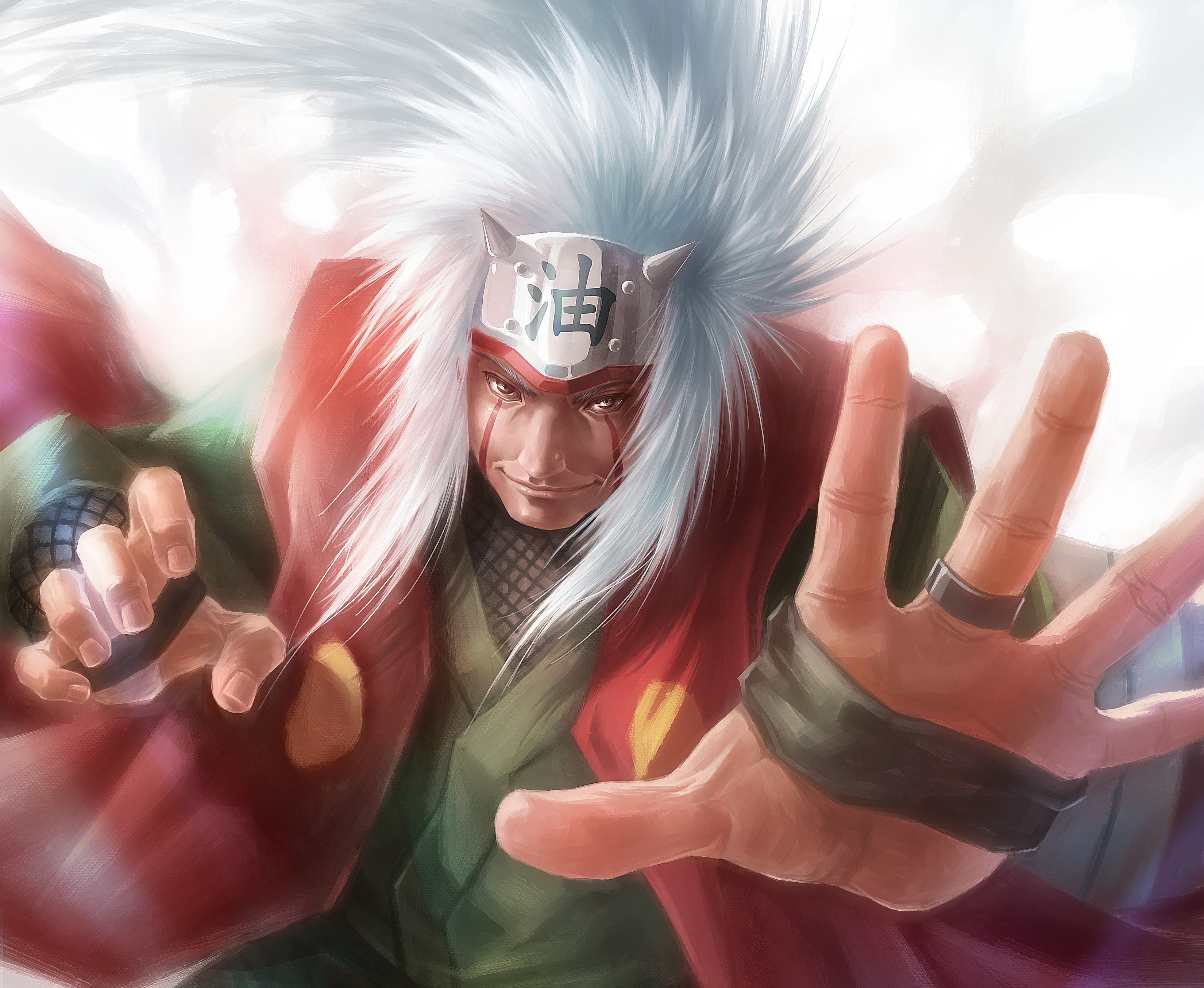 jiraiya, symbol, man, 2K, character, Hand, illustration, art, stand, Naruto, bandana, HD Wallpaper