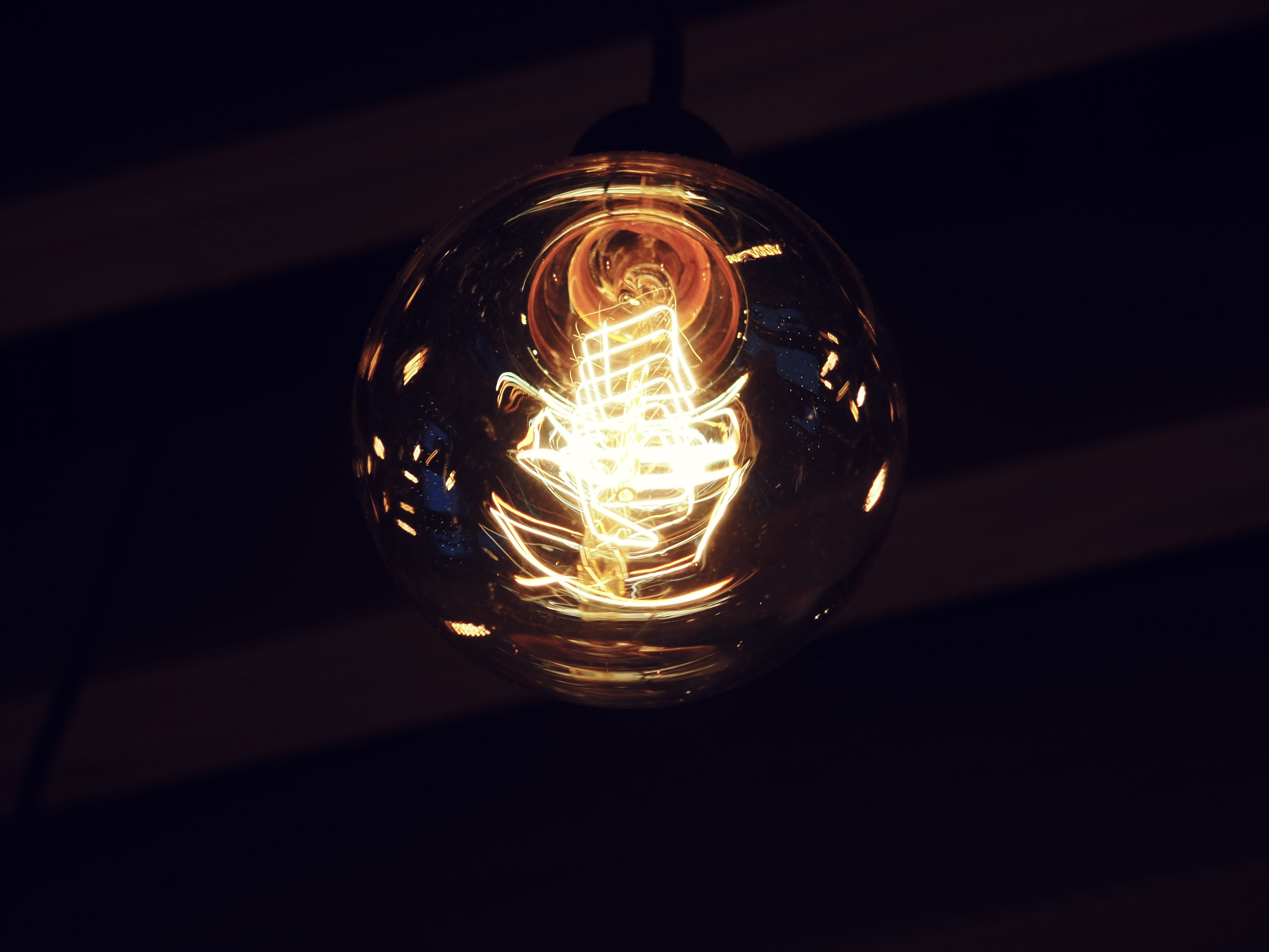 electric Lamp, single object, glowing, luminosity, fuel and power generation, electricity, illuminated, lighting Equipment, 4K, black background, glass - material, HD Wallpaper