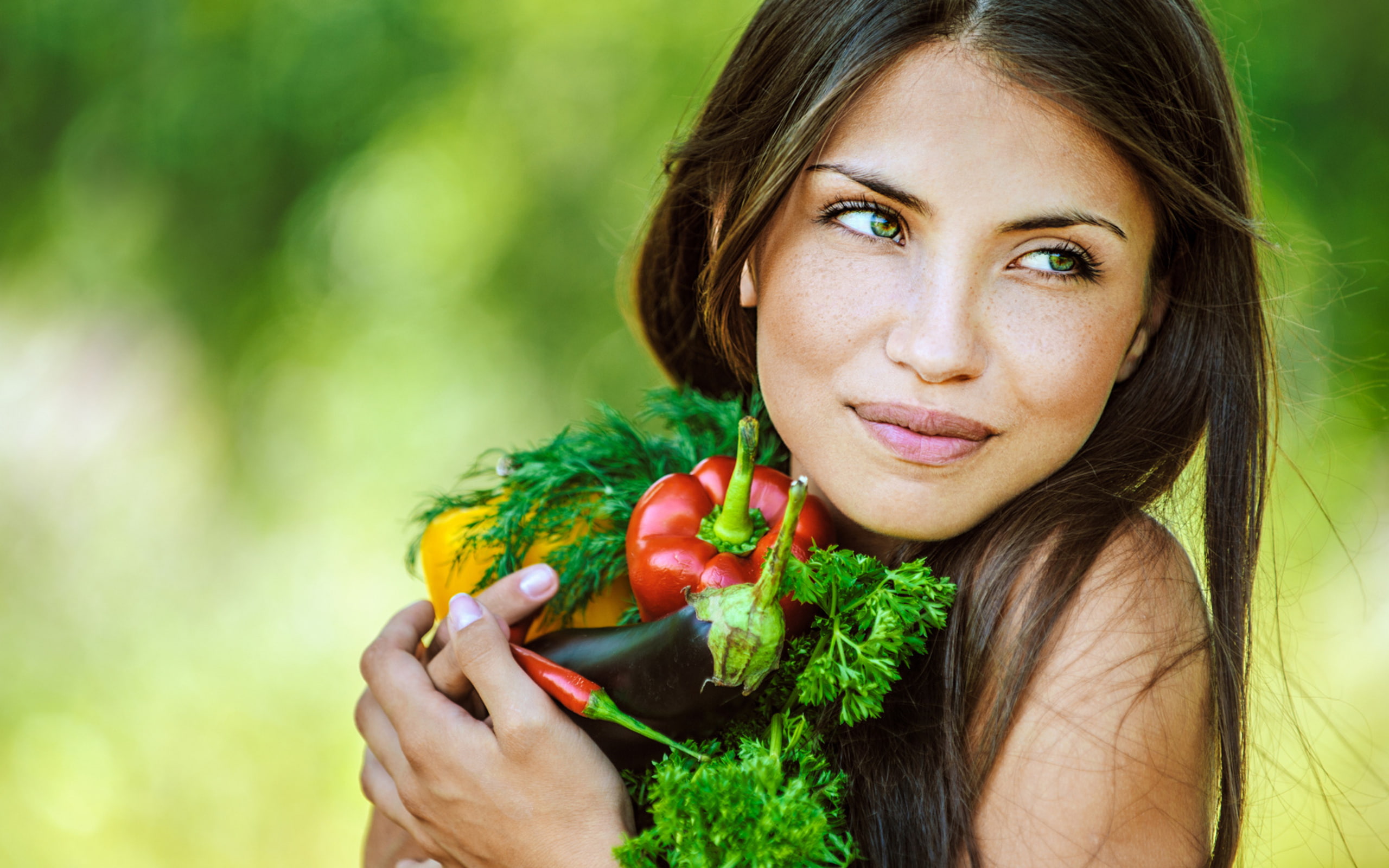 2K, girl, vegetables, hot babes and girls, HD Wallpaper