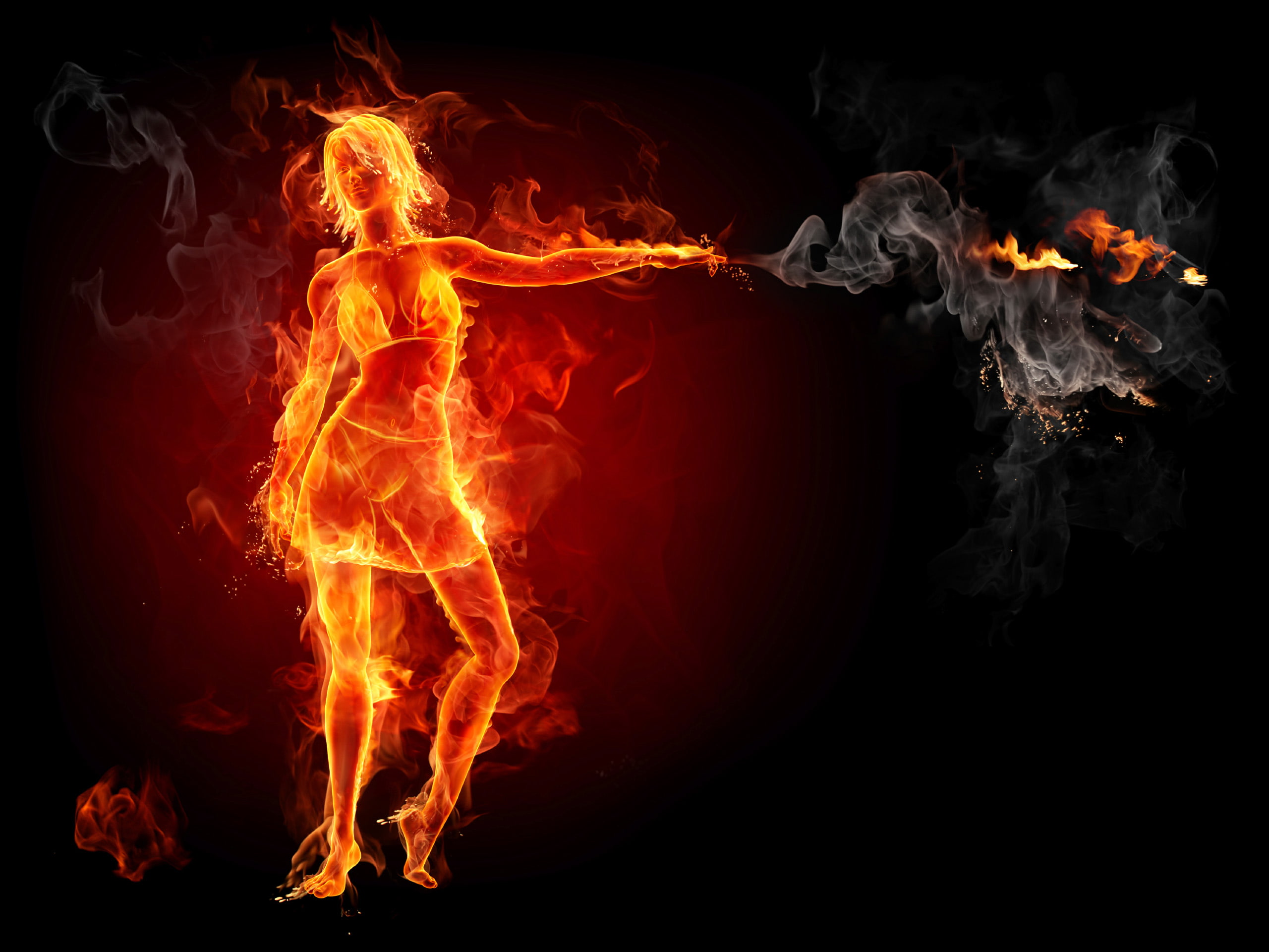 fire, babe, hot, 2K, hd, HD Wallpaper