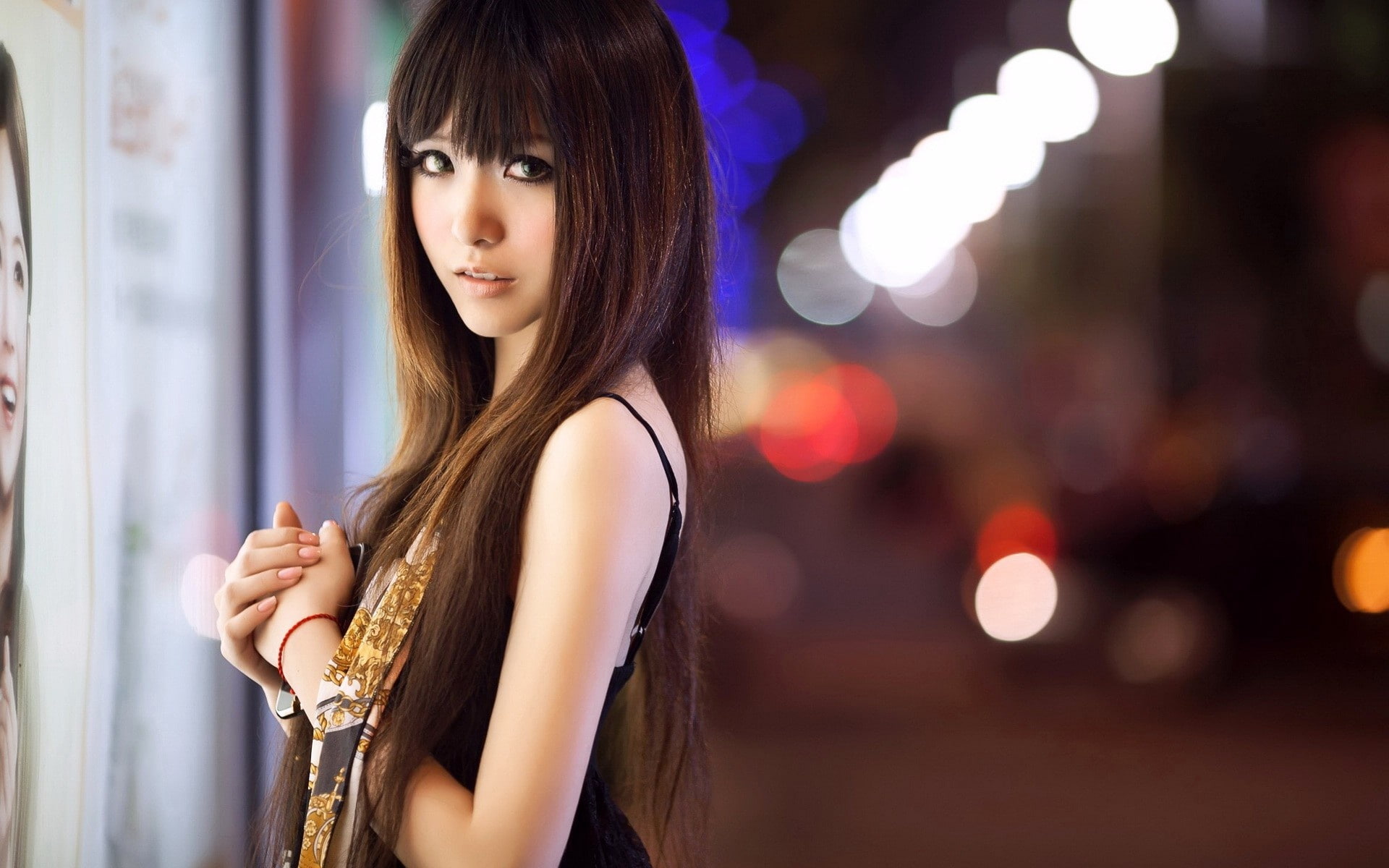 Night, Street, Girl, City, Asian, 1080P, HD Wallpaper