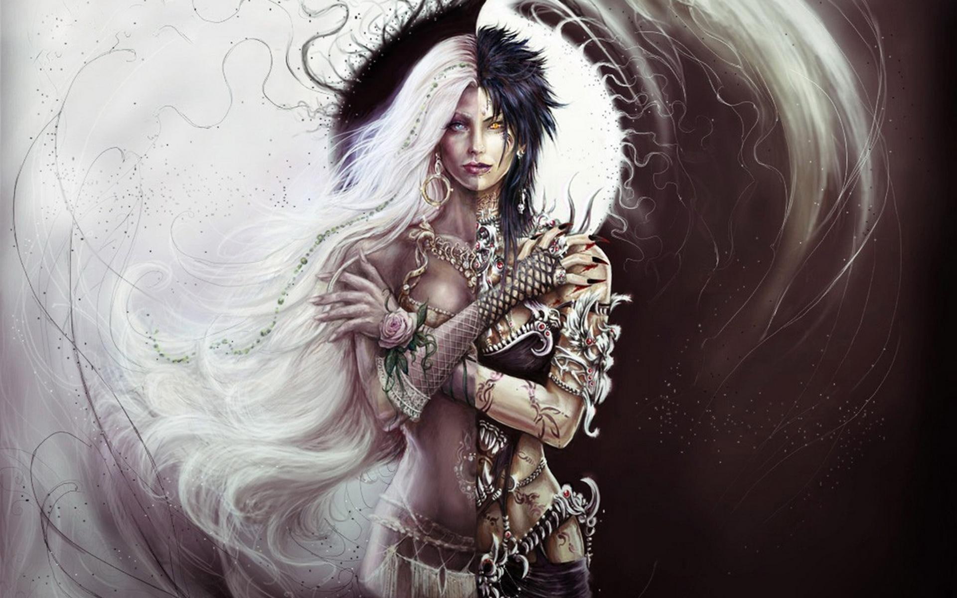 demon, 1080P, evil, 3d and abstract, good, angel, HD Wallpaper