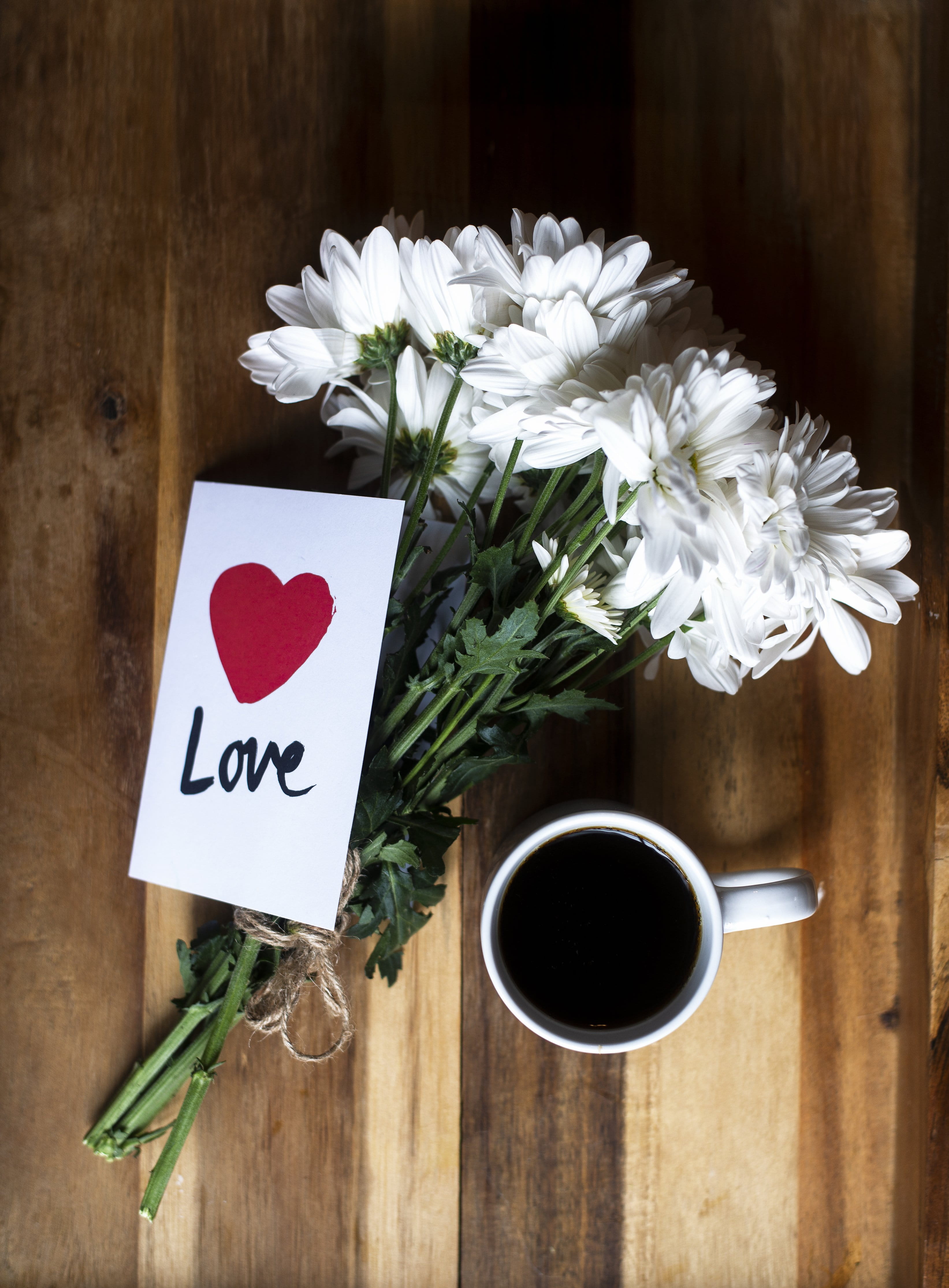 cup, Good Morning, flower arrangement, positive emotion, Flowers, refreshment, coffee cup, mug, no people, indoors, directly above, drink, flower, Love, Phone HD Wallpaper