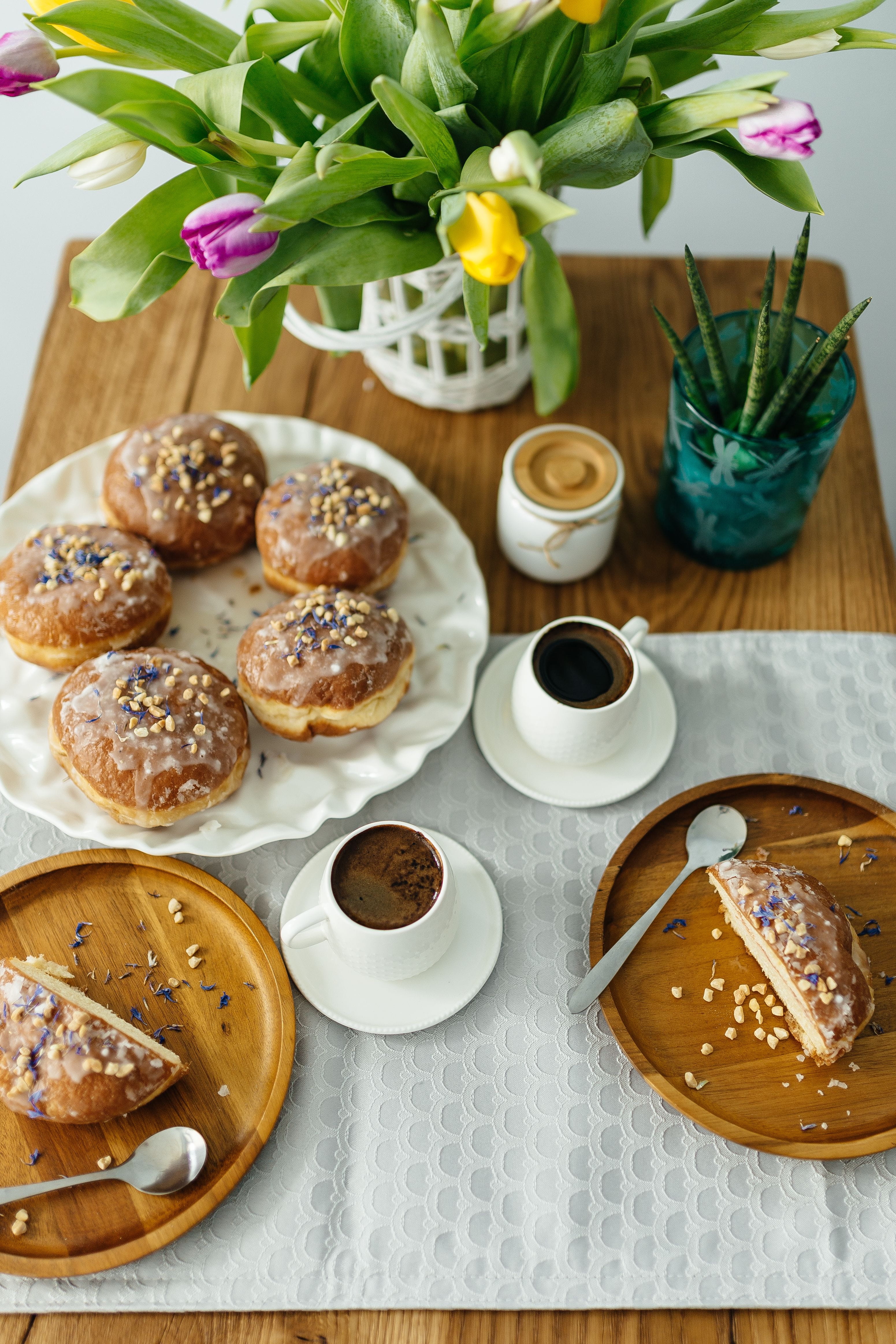 bakery, sweet, sweet Food, tasty, still life, plant, meal, coffee, drink, freshness, flower, 4K, dessert, snack, sugar, Delicious, pastry, cup, homemade, Phone HD Wallpaper