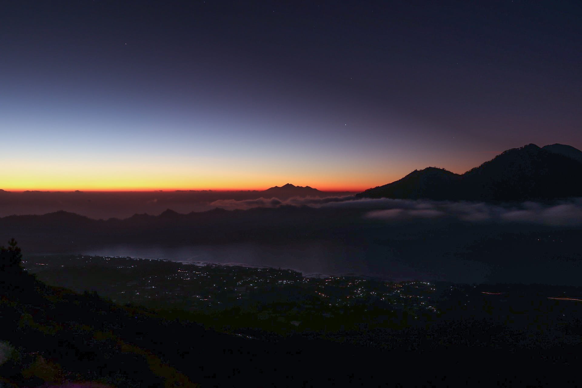 space, dawn, astronomy, no people, vacation, environment, night, star - space, panoramic, orange color, travel, outdoors, mount batur, tranquility, mountain, HD Wallpaper