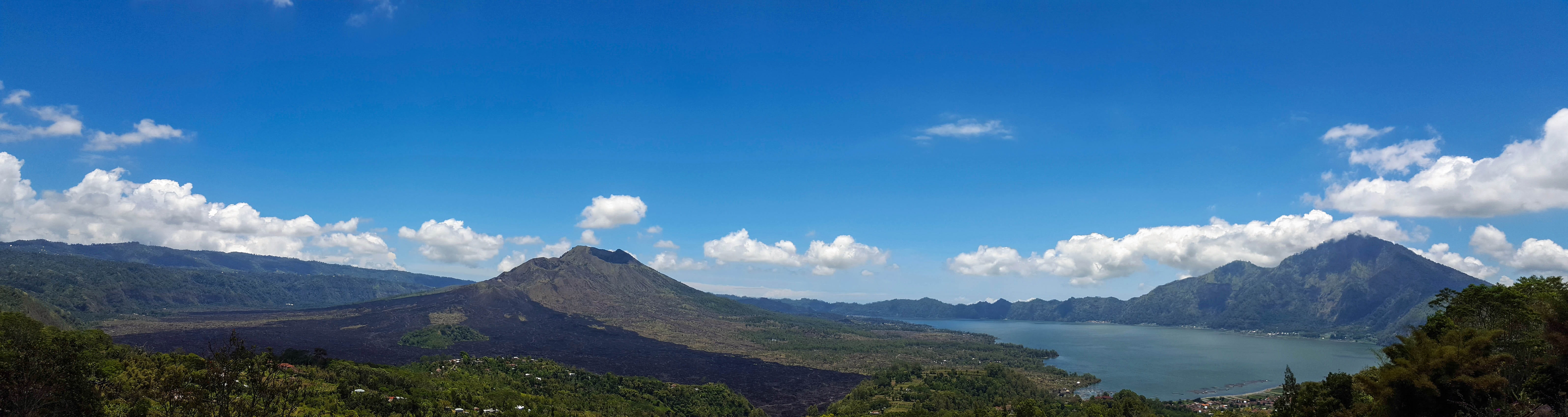 scenics - nature, sky, no people, near, Mountains, Travel, landscape, Bali, mountain, outdoors, batur, environment, blue, panoramic, lake, urban skyline, HD Wallpaper