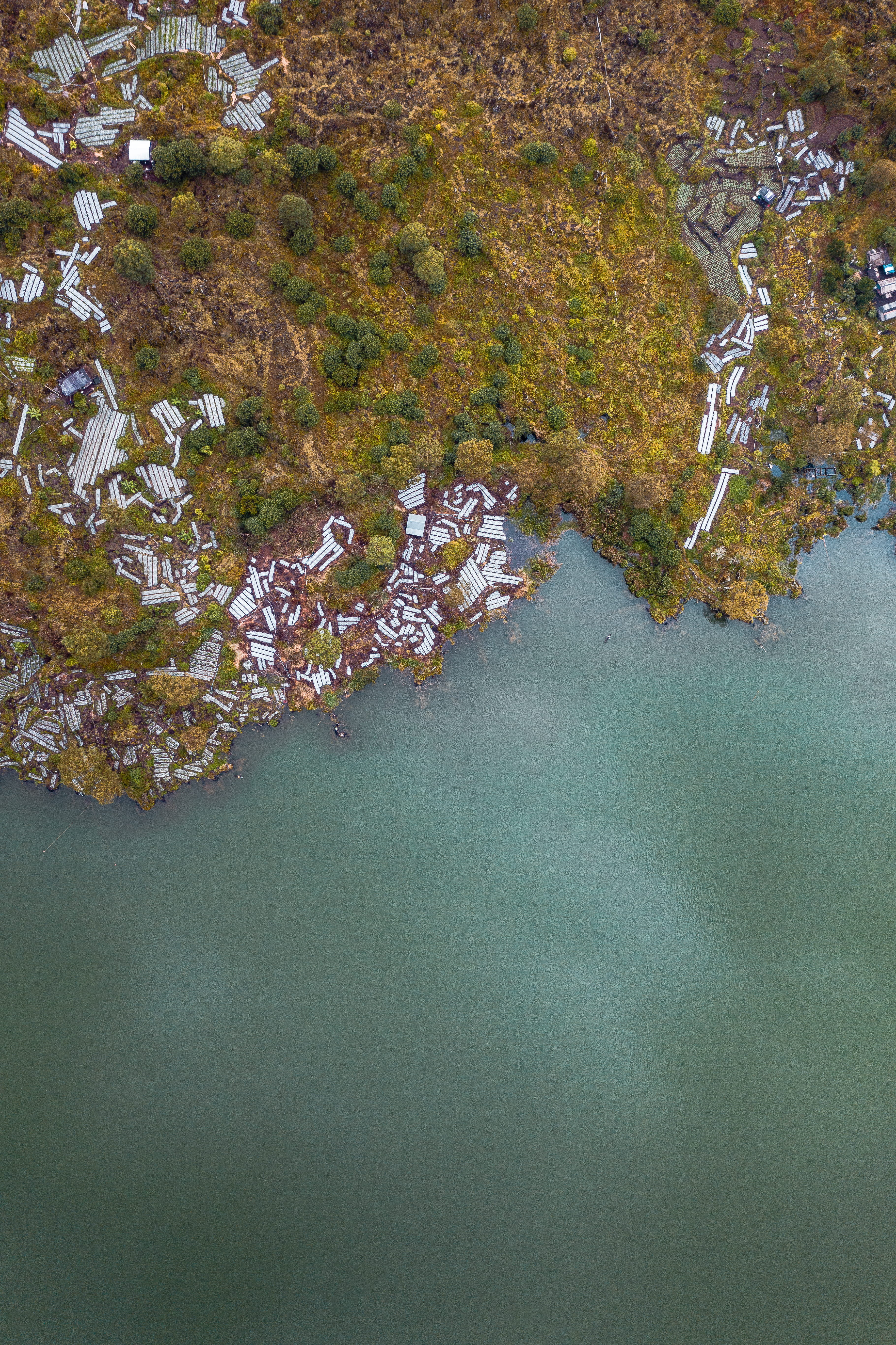 no people, aerial, shoreline, lake, ocean, kintamani, island, scenics - nature, coast, jl. pendakian gn. batur, photo, shore, non-urban scene, reflection, Phone HD Wallpaper