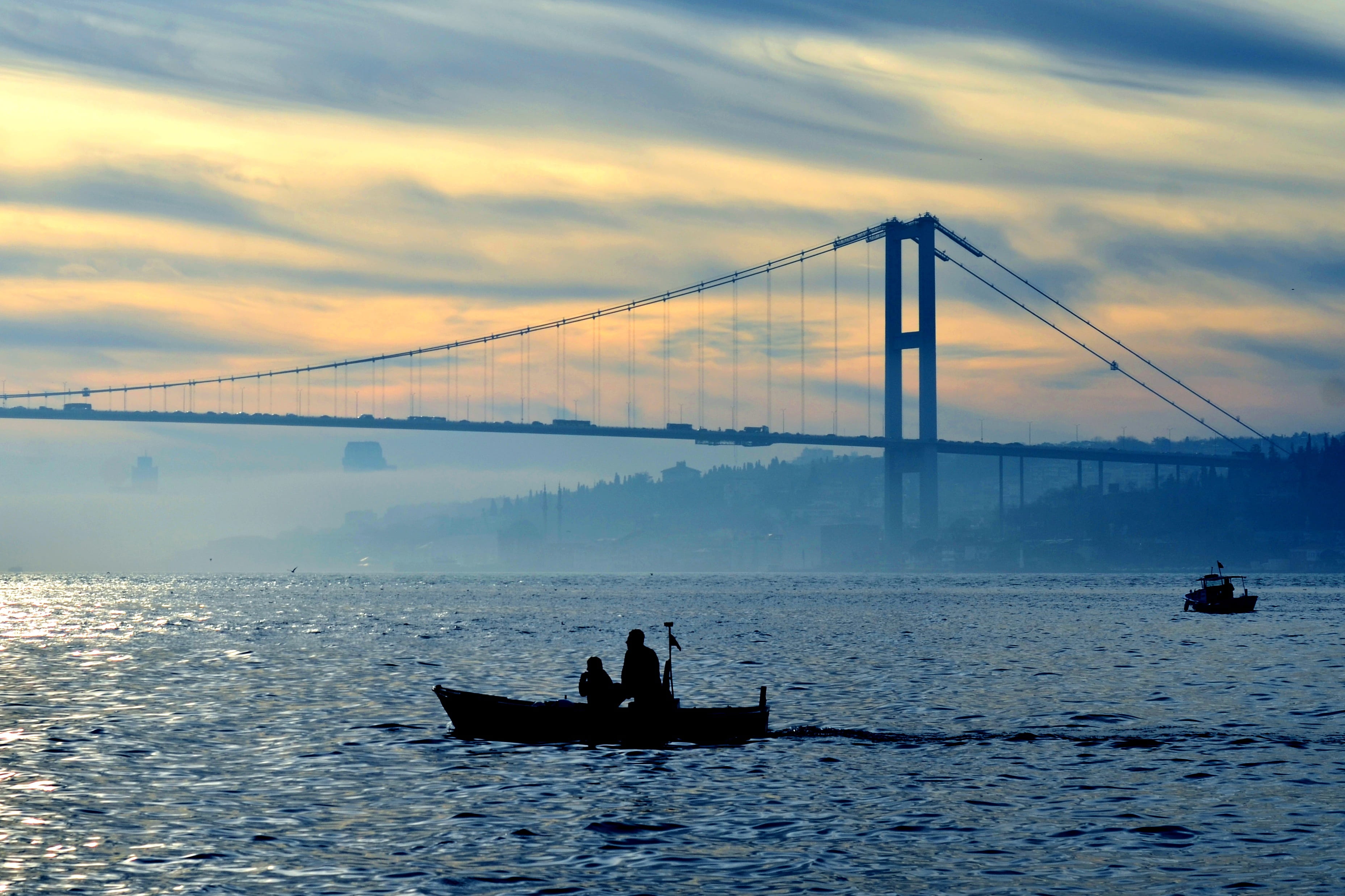 tourism, transportation, travel destinations, waterfront, travel, nautical vessel, connection, bridge - man made structure, cloud - sky, real people, bosphorus, HD Wallpaper
