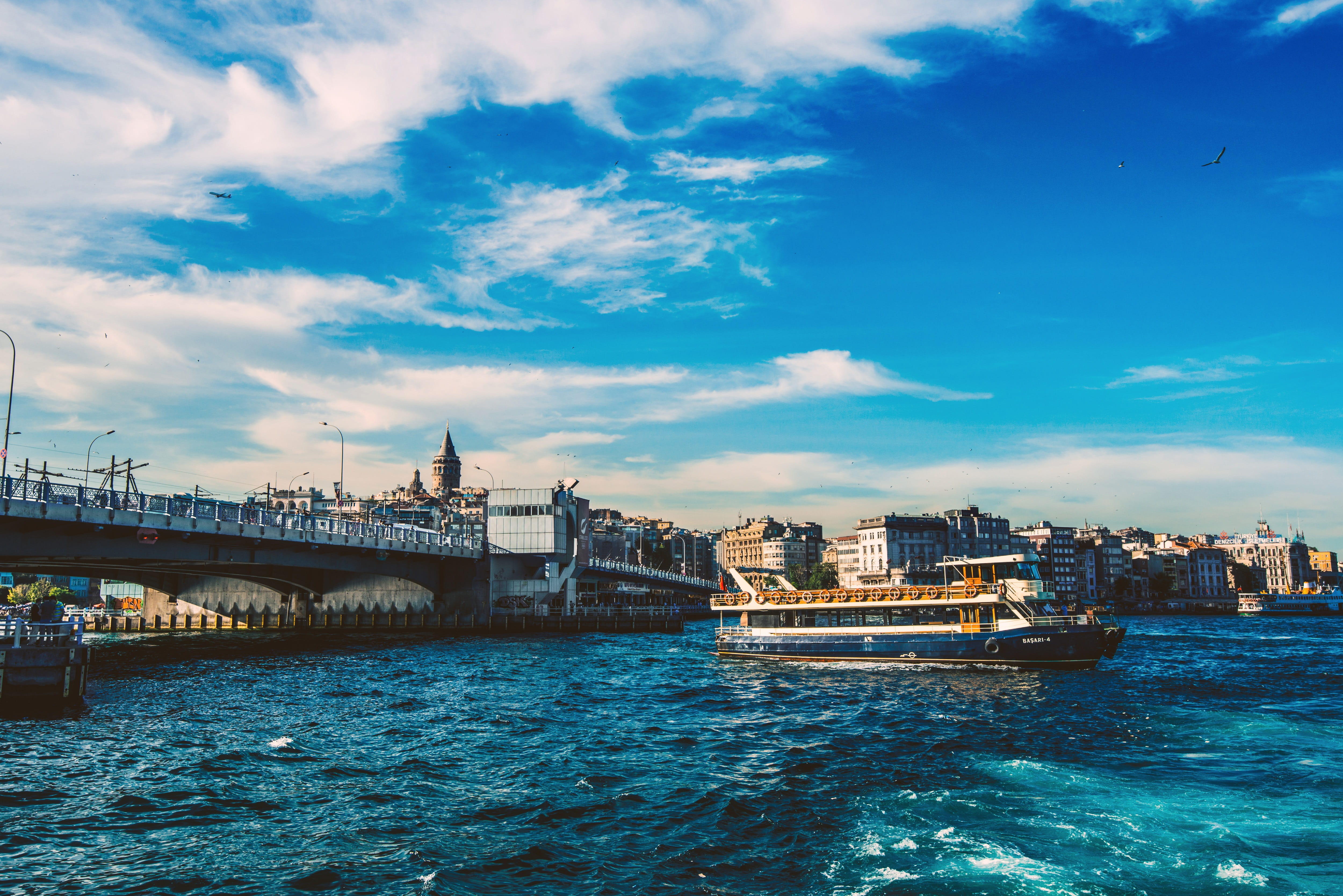 transportation, nature, ferry, landmark, passenger craft, cloud - sky, sky, nautical vessel, bosphorus, building exterior, built structure, water, sea, HD Wallpaper