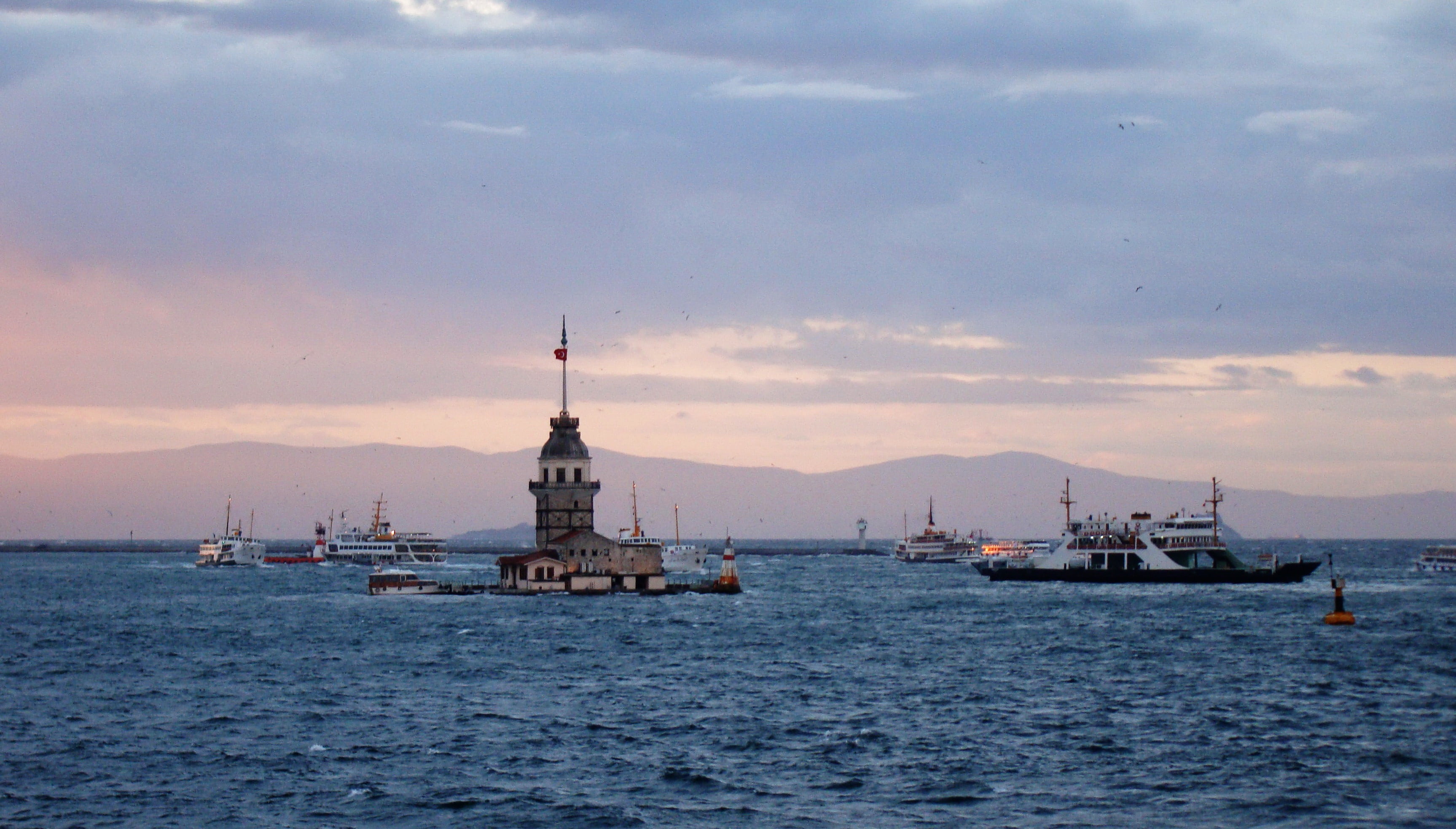 harbor, turkey, transportation, nature, travel, architecture, mode of transportation, leau, pont, no people, bosphorus, dé troit, building exterior, passenger craft, HD Wallpaper