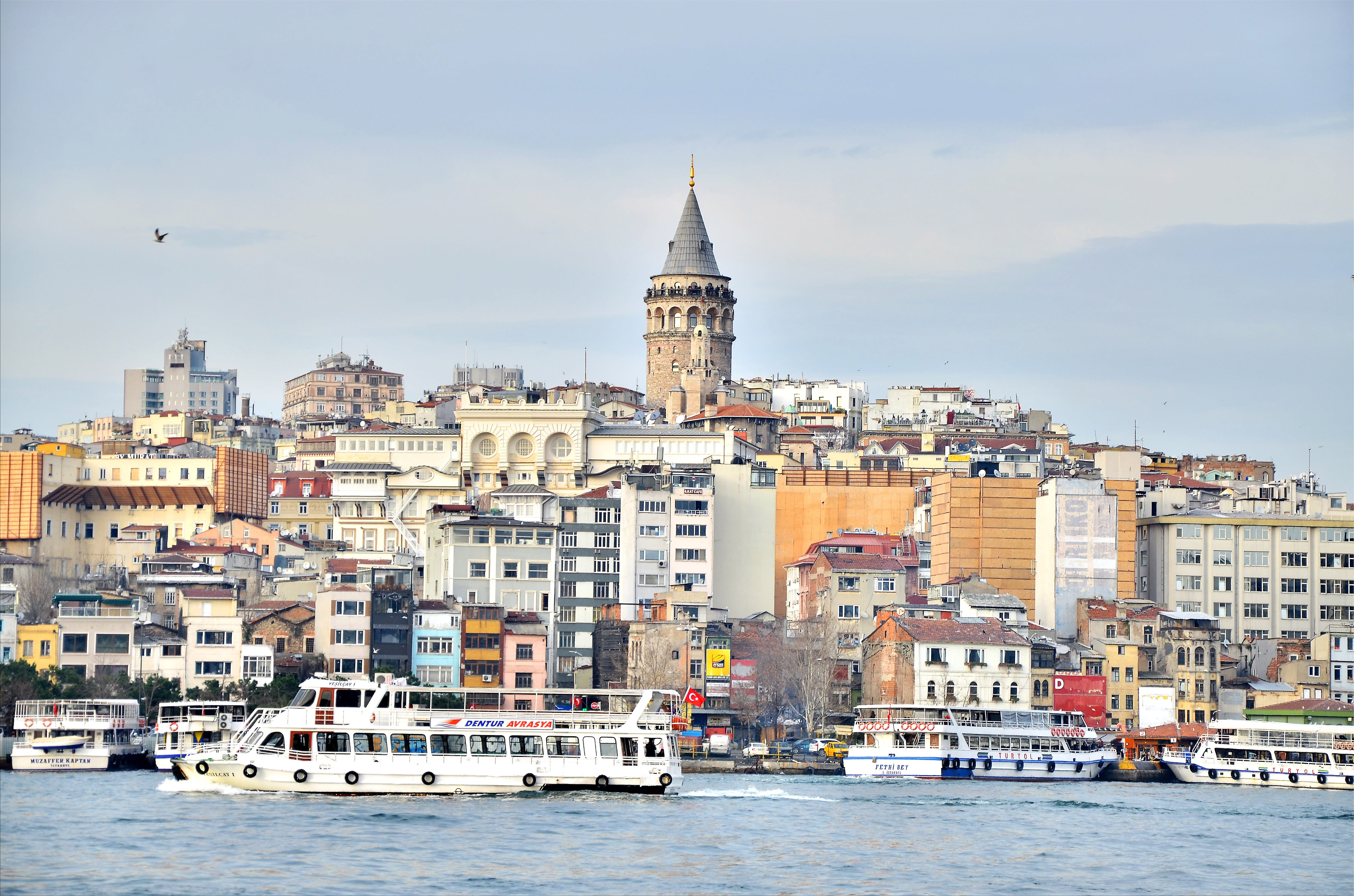 turkey - Middle East, 4K, tower, famous Place, building, no people, Turkey, urban Scene, buildings, urban Skyline, public domain, boat, travel Destinations, HD Wallpaper