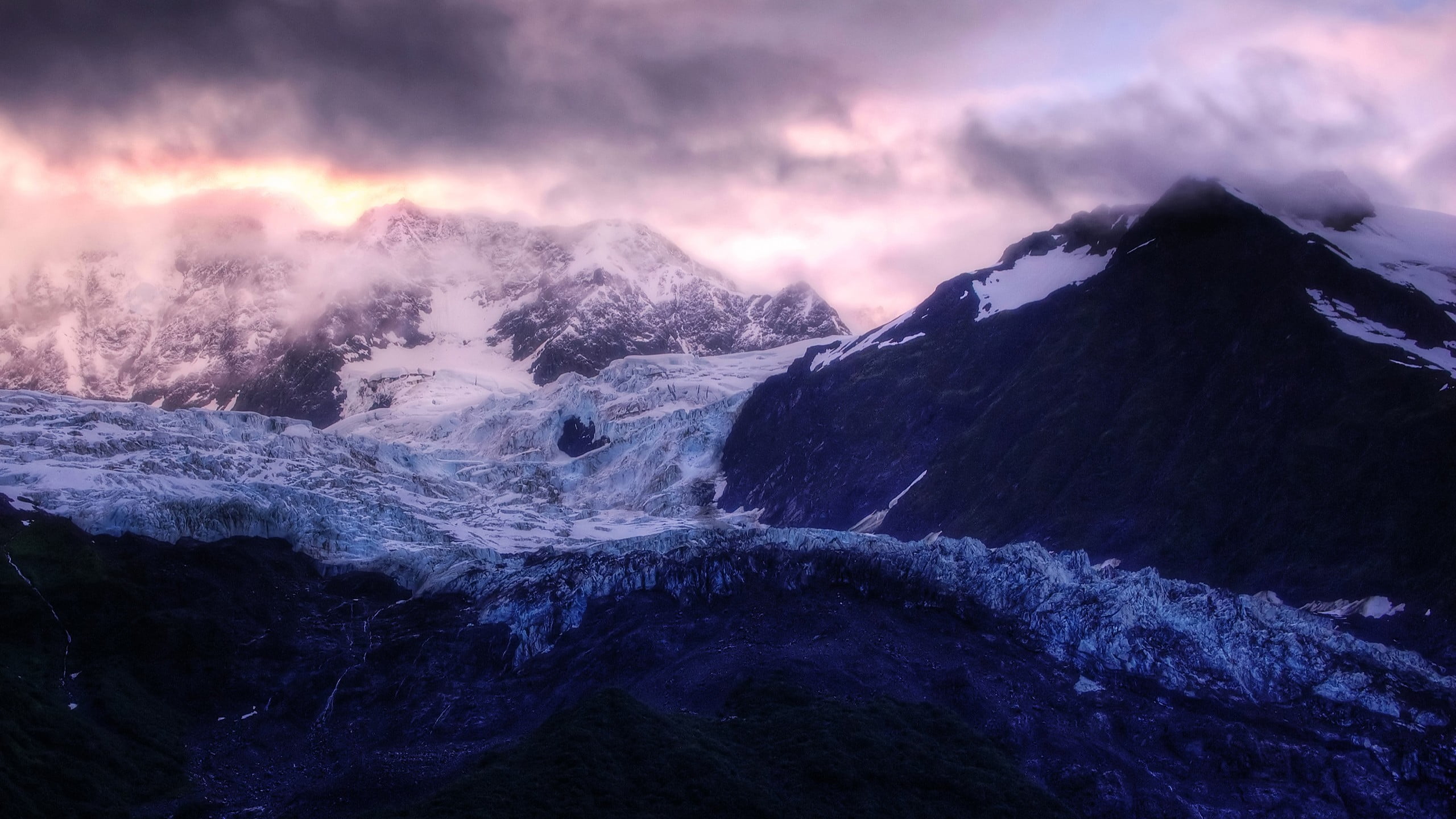 scenics, beauty In Nature, black, Alaska, hiking, snow, valley, nature, cold temperature, outdoors, european Alps, 2K, sunlight, tranquility, sunrise - Dawn, HD Wallpaper