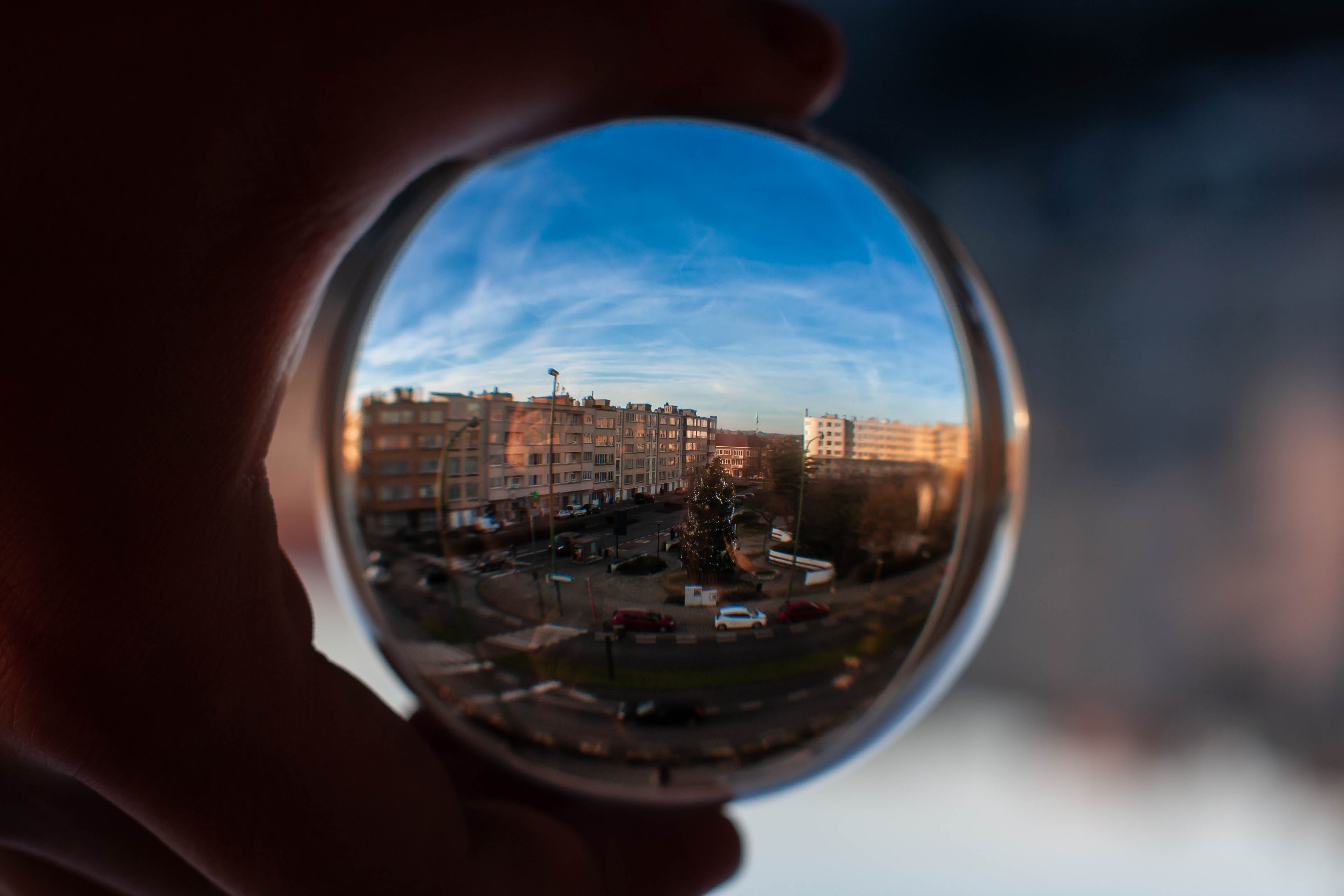 magic, hand, sky, building exterior, architecture, building, bubble, glass, reflection, city, close-up, circle, outdoors, blue, light, one person, day, HD Wallpaper