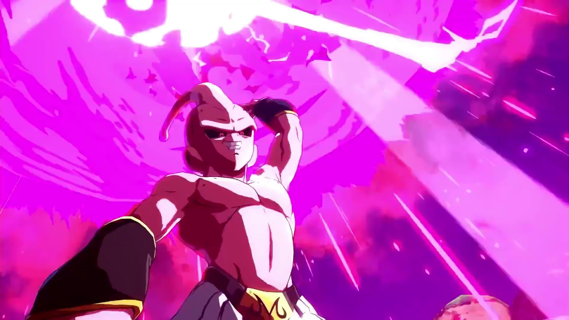 couple - relationship, Majin Buu, heterosexual couple, positive emotion, fun, togetherness, low angle view, Dragon Ball FighterZ, pink color, 1080P, young women, HD Wallpaper