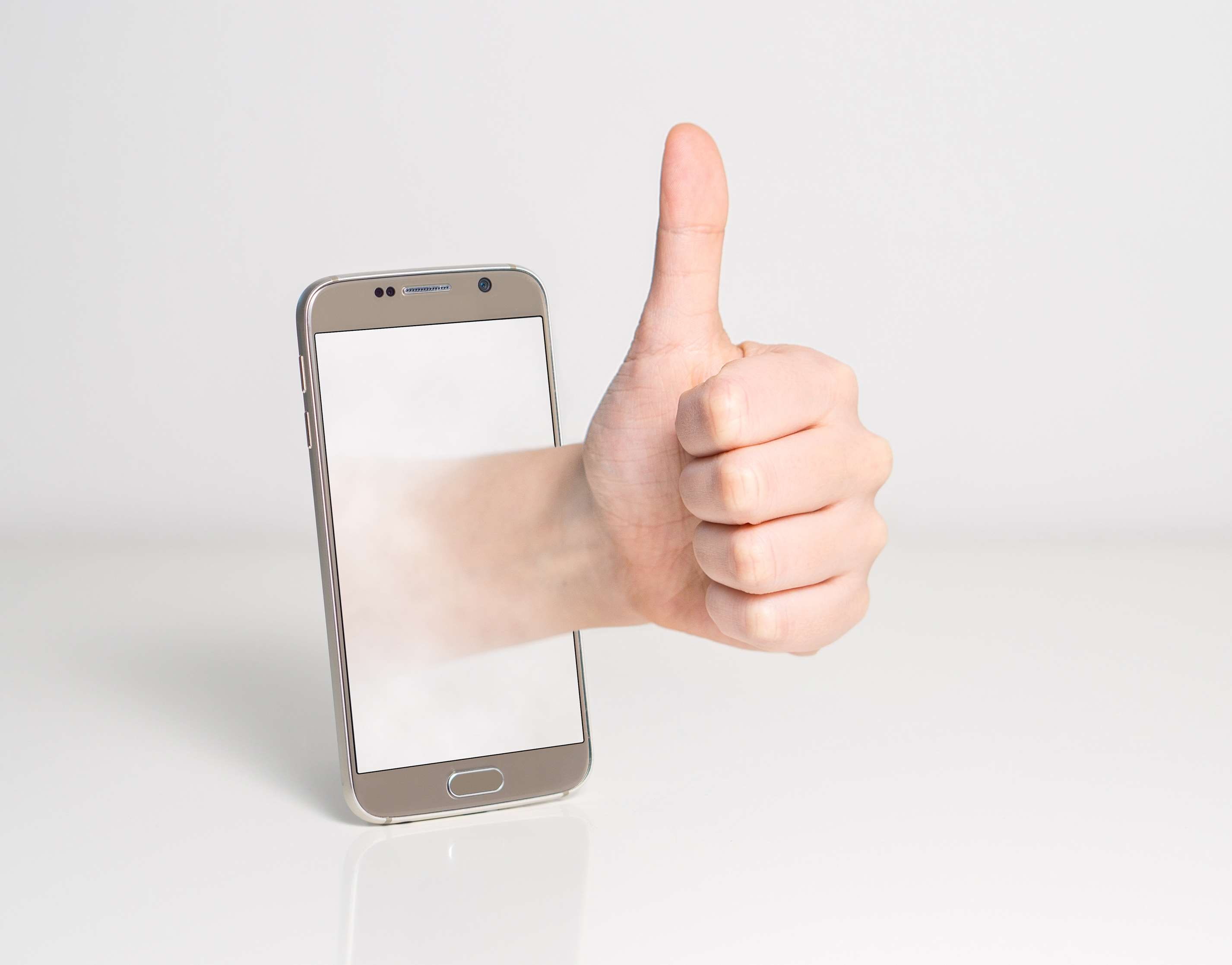 display, white background, android, finger up, best, communication, gesture, human hand, smart phone, contact, fun, abstract, studio shot, human body part, HD Wallpaper