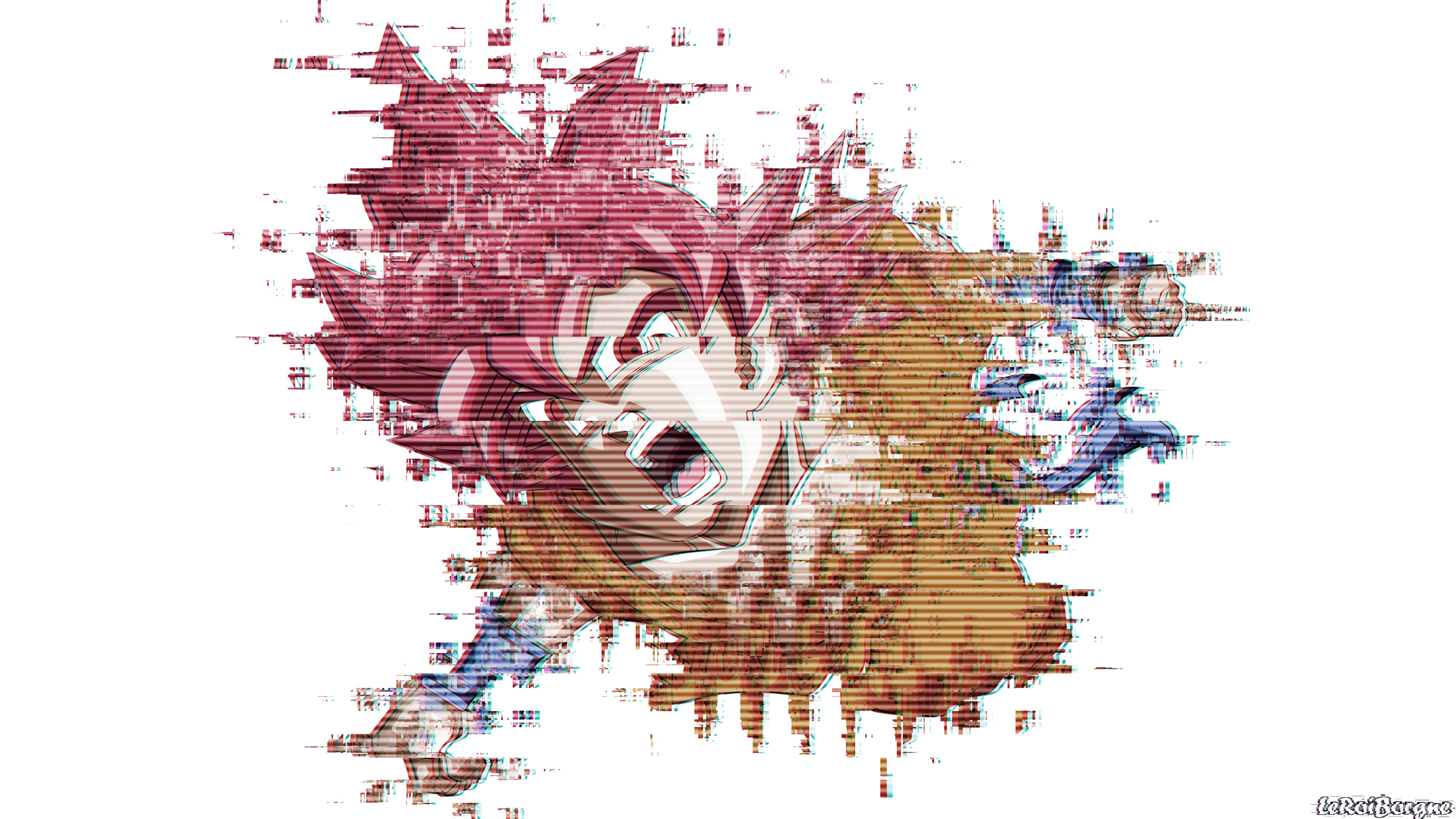Goku, 4K, Dragon Ball Super, Dragon Ball, Glitch, Super Saiyan God, HD Wallpaper