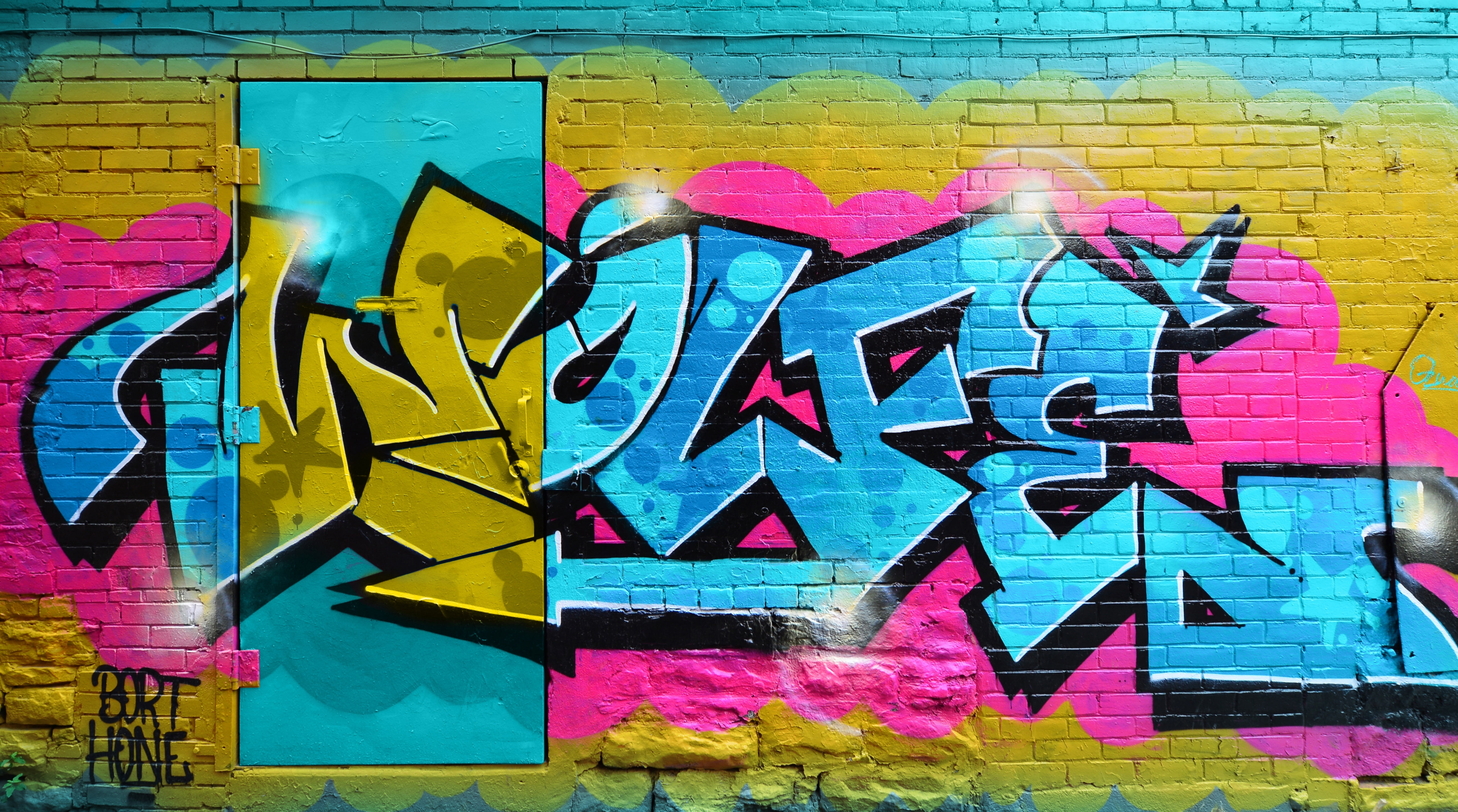 5K, built structure, 14mm, Downtown, messy, Alley, building exterior, Wide, full frame, day, wall - building feature, mural, representation, Graffiti, HD Wallpaper