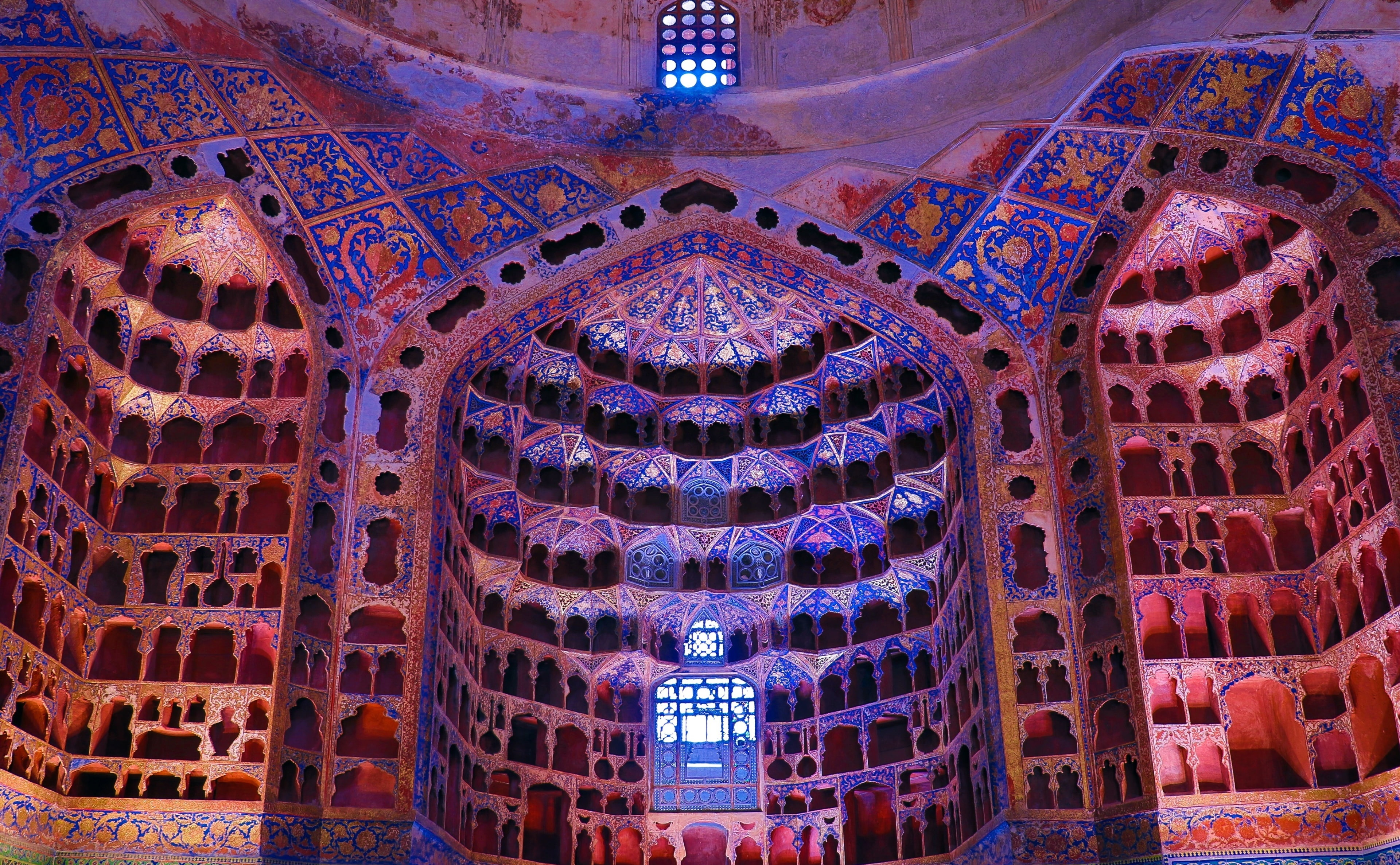 built structure, architecture, the past, spirituality, Iran, dome, religion, cupola, place of worship, architecture and art, illuminated, chinese, blue, HD Wallpaper