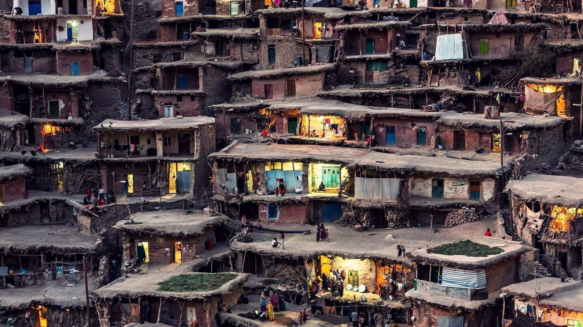 kordestan province, building, water, 1080P, house, crowded, palagan village, architecture, group of people, roof, crowd, large group of people, day, residential district, HD Wallpaper