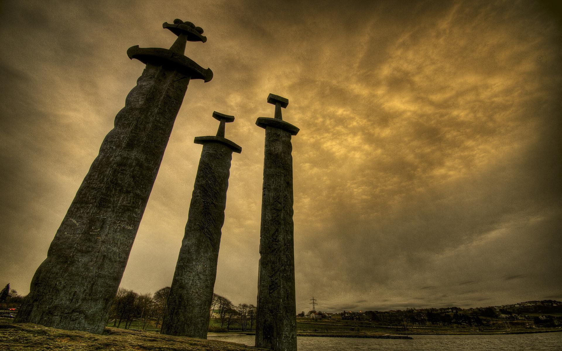 norway, swords, viking, 1080P, hafrsfjord, fjell, stavanger, sverd, HD Wallpaper