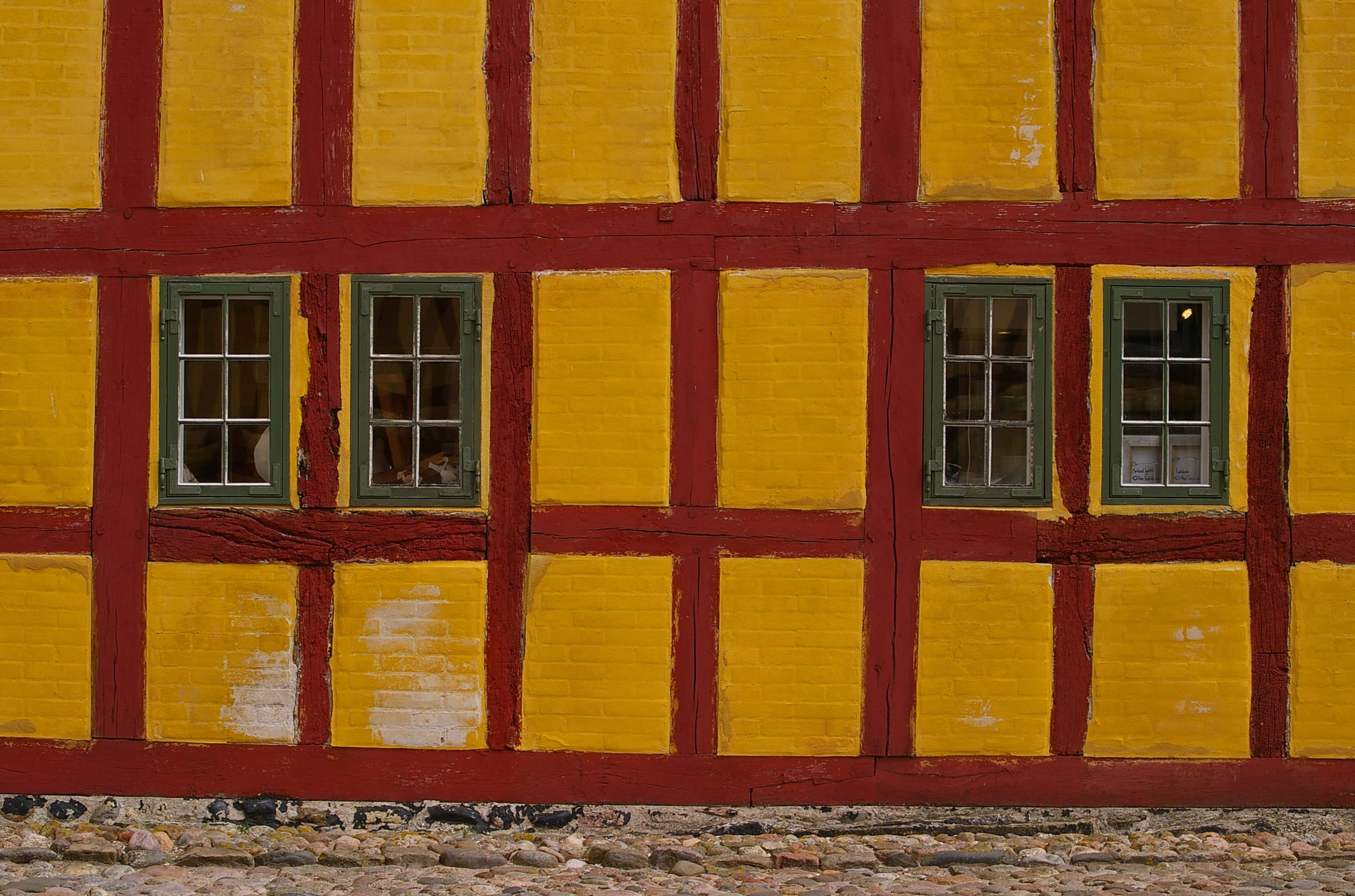 summer, quaint, construction, maintained, Fachwerkhaus, security, idyll, closed, wooden windows, protection, no people, yellow, old doors, Truss, north, HD Wallpaper