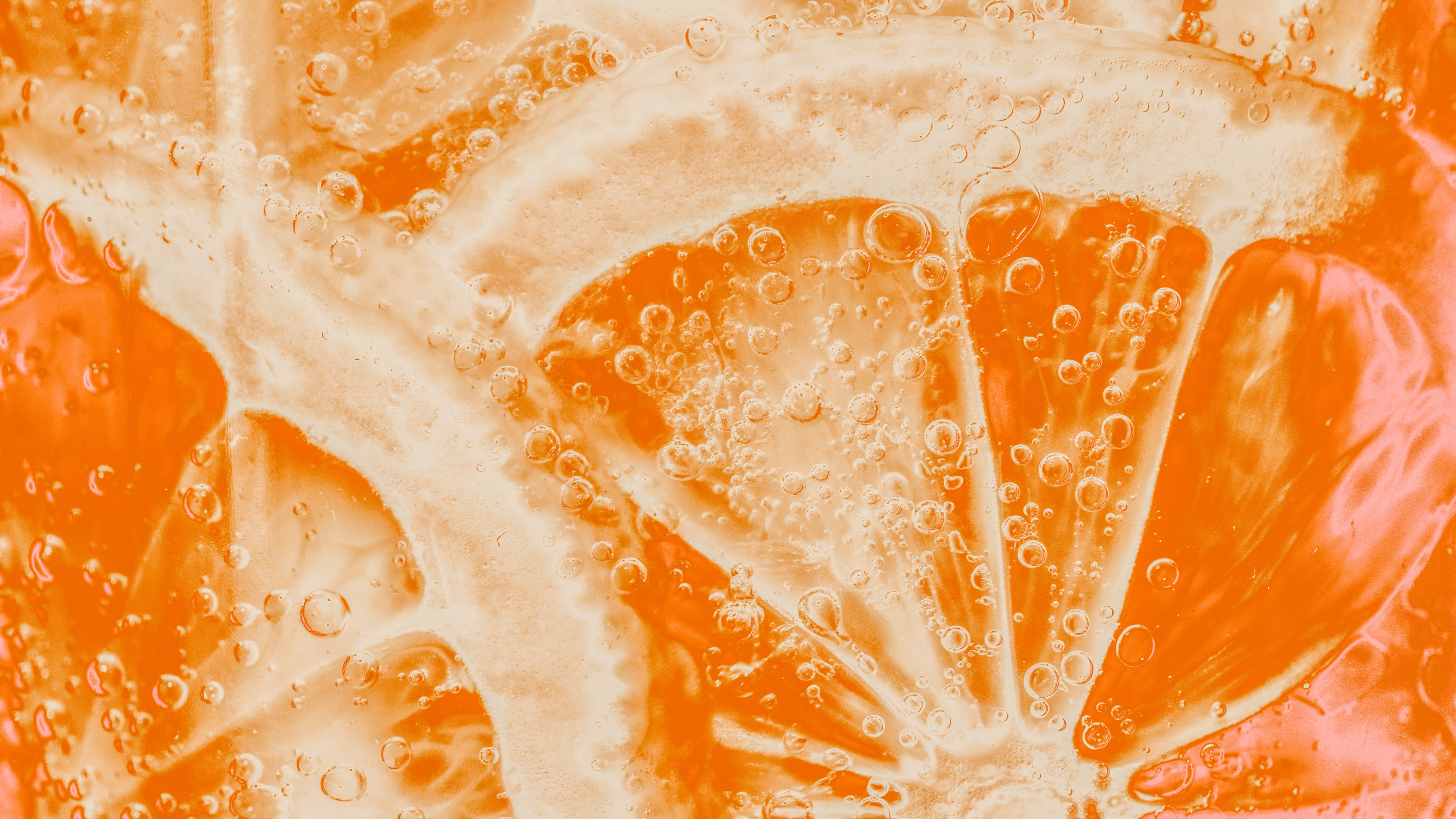 4K, healthy eating, slice, indoors, summer, close-up, fresh, pattern, freshness, orange, juice, healthy, citrus fruit, juicy, color, tasty, bubble, slices, HD Wallpaper