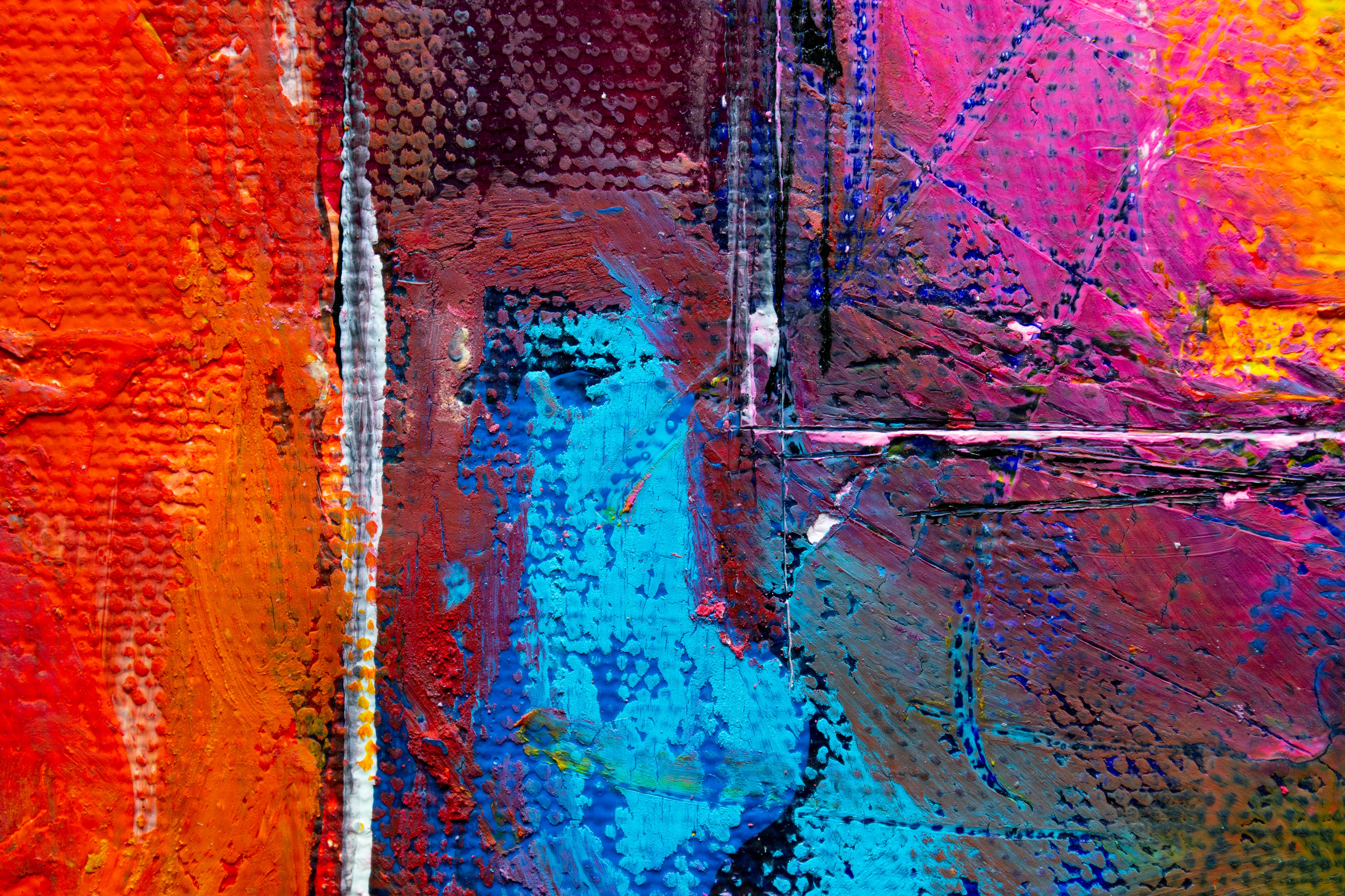 wall - building feature, modern art, creative, close-up, art and craft, day, abstract expressionism, canvas, paint, 4K, built structure, texture, artistic, HD Wallpaper