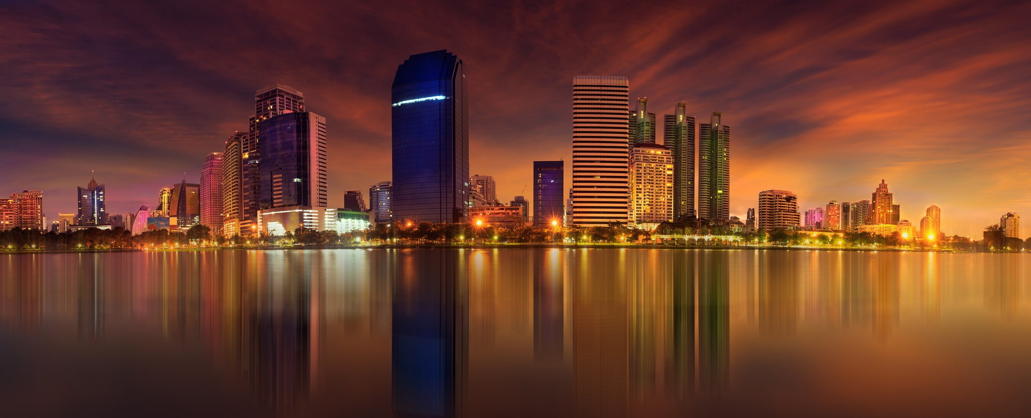 city, color correction, orange sky, Bangkok, 1080P, cityscape, HD Wallpaper