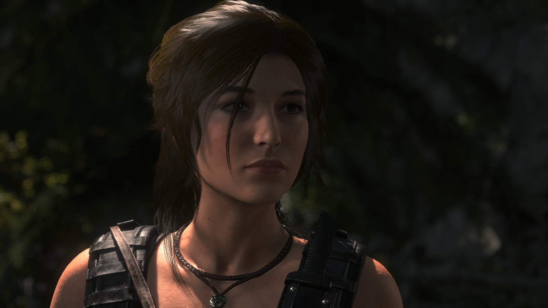 close-up, contemplation, white, young adult, s, 1080P, teenager, tank, beautiful woman, young women, Lara Croft, looking at camera, looking, portrait, HD Wallpaper
