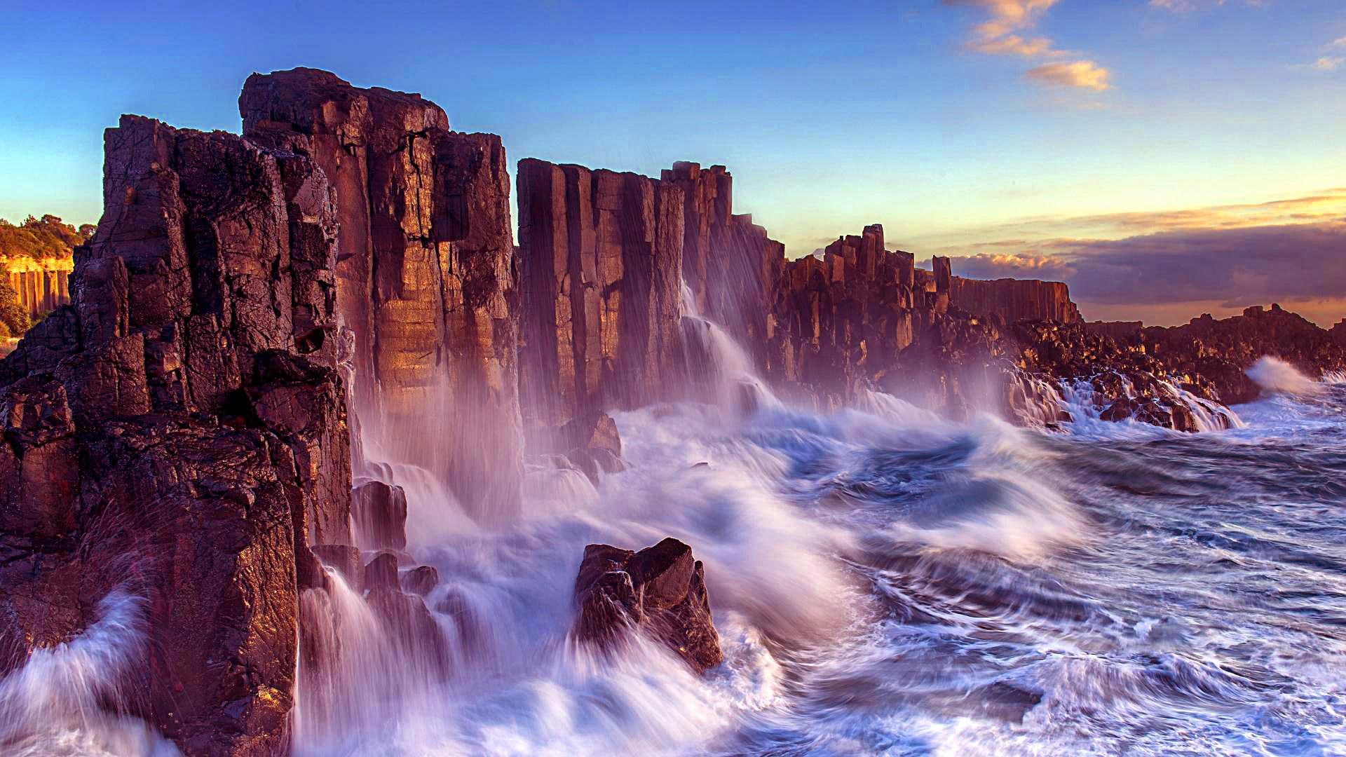 stormy, wave, cliff, sea, 1080P, HD Wallpaper